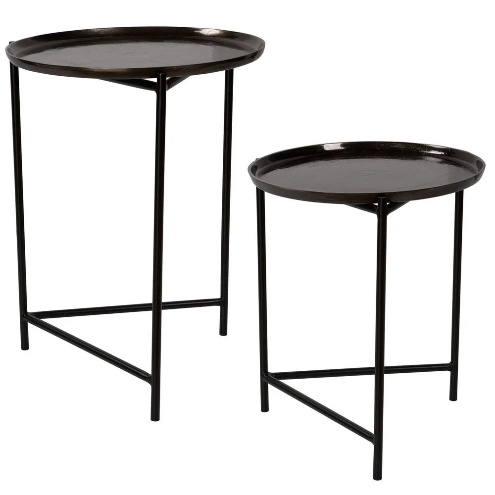 Burnett Nesting Tables, Dark Nickel, S/2 - Image 3