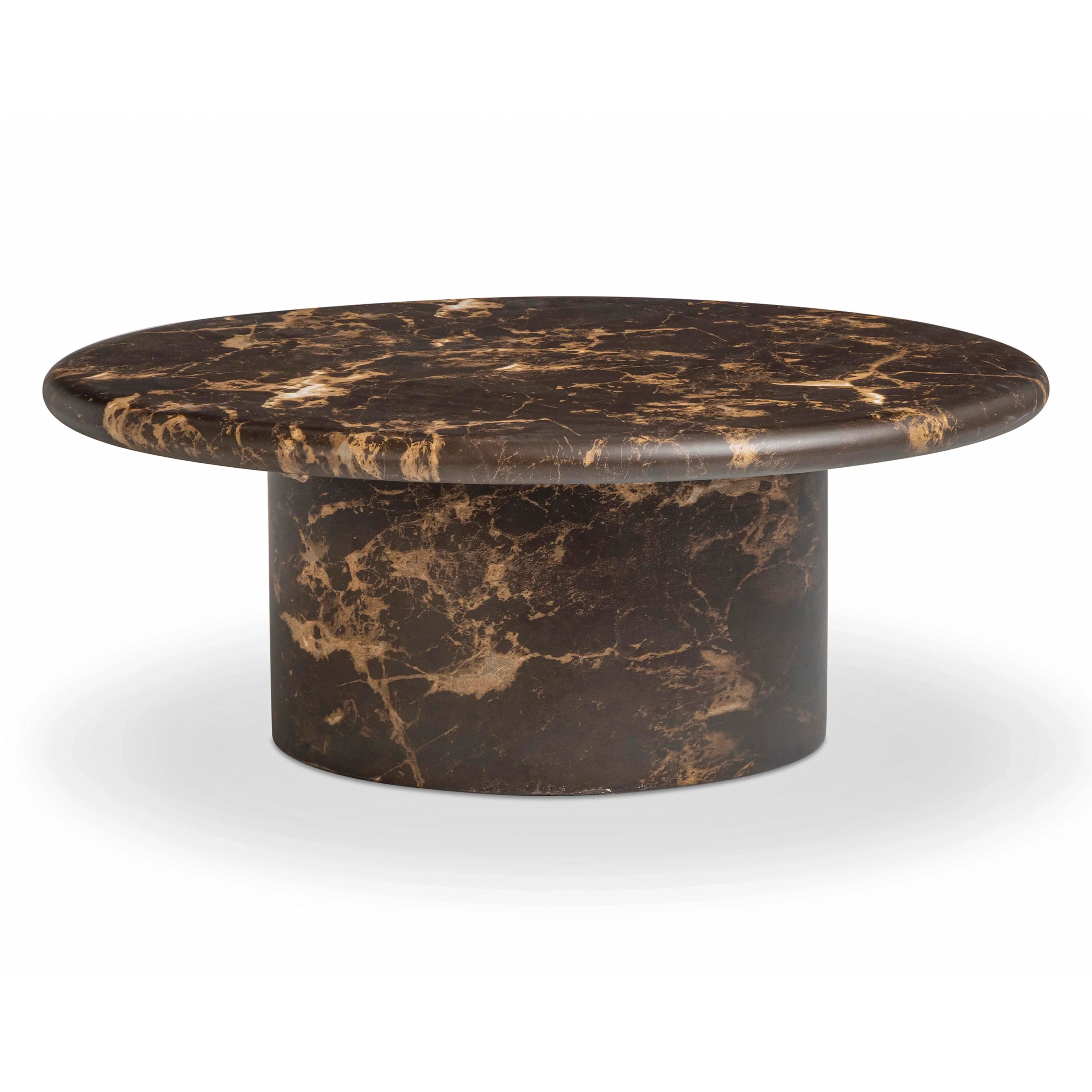 Byron 36" Dark Brown Faux Marble Indoor/Outdoor Concrete Round Coffee Table - Image 3