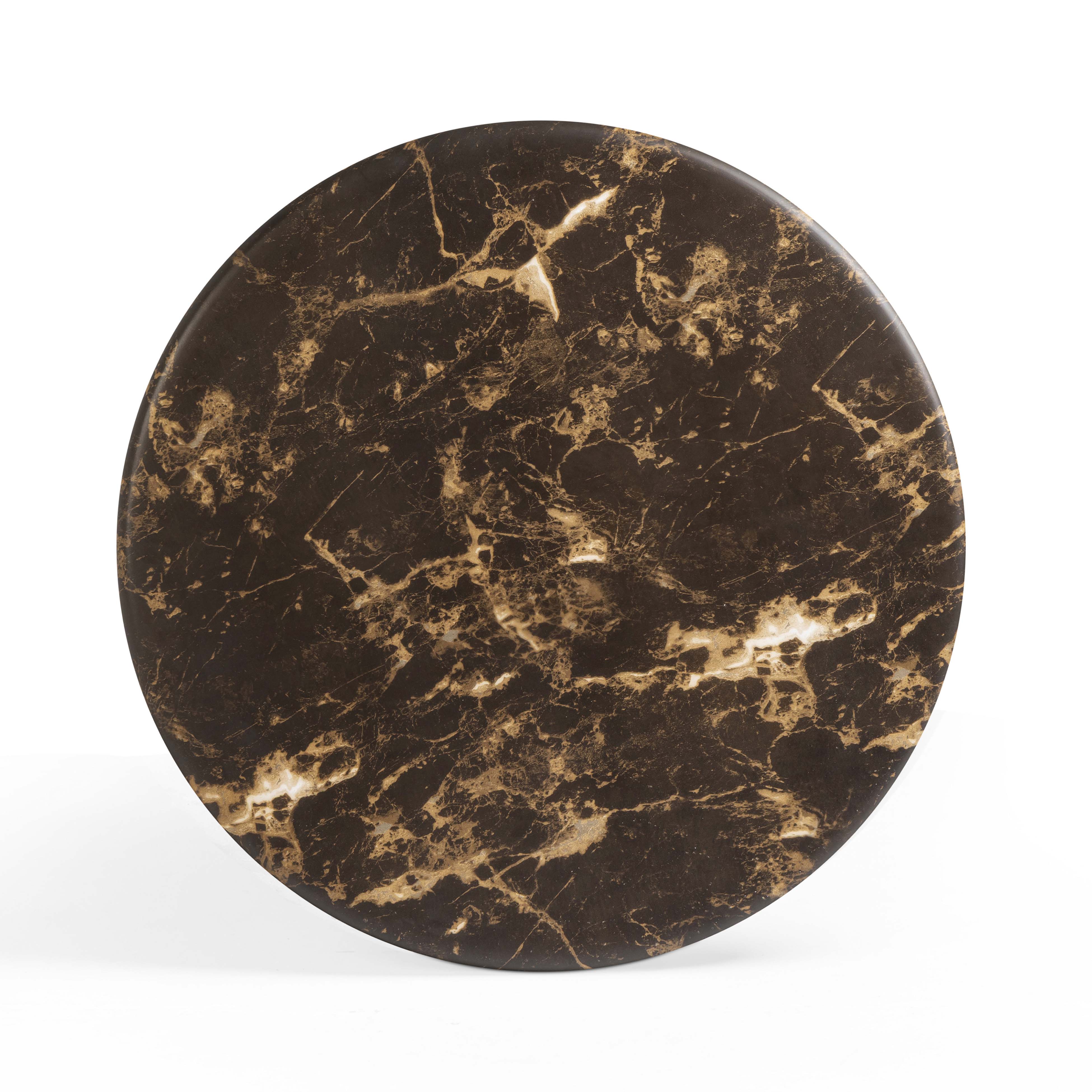Byron 36" Dark Brown Faux Marble Indoor/Outdoor Concrete Round Coffee Table - Image 5
