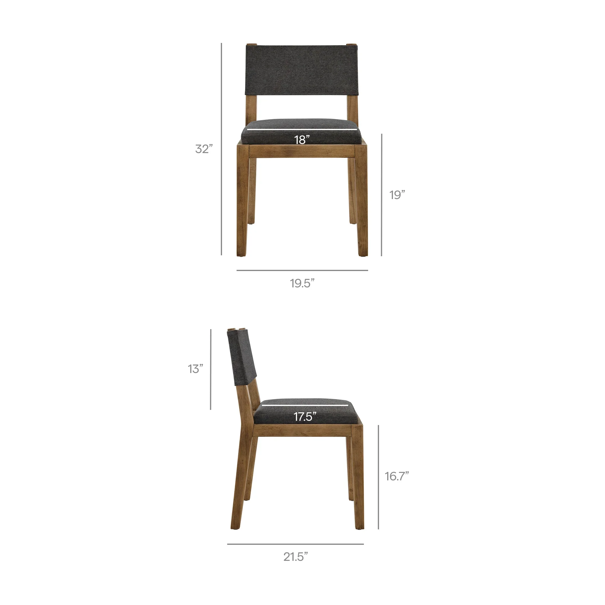 Calder Fabric Upholstered Wood Armless Dining Chair - Image 18