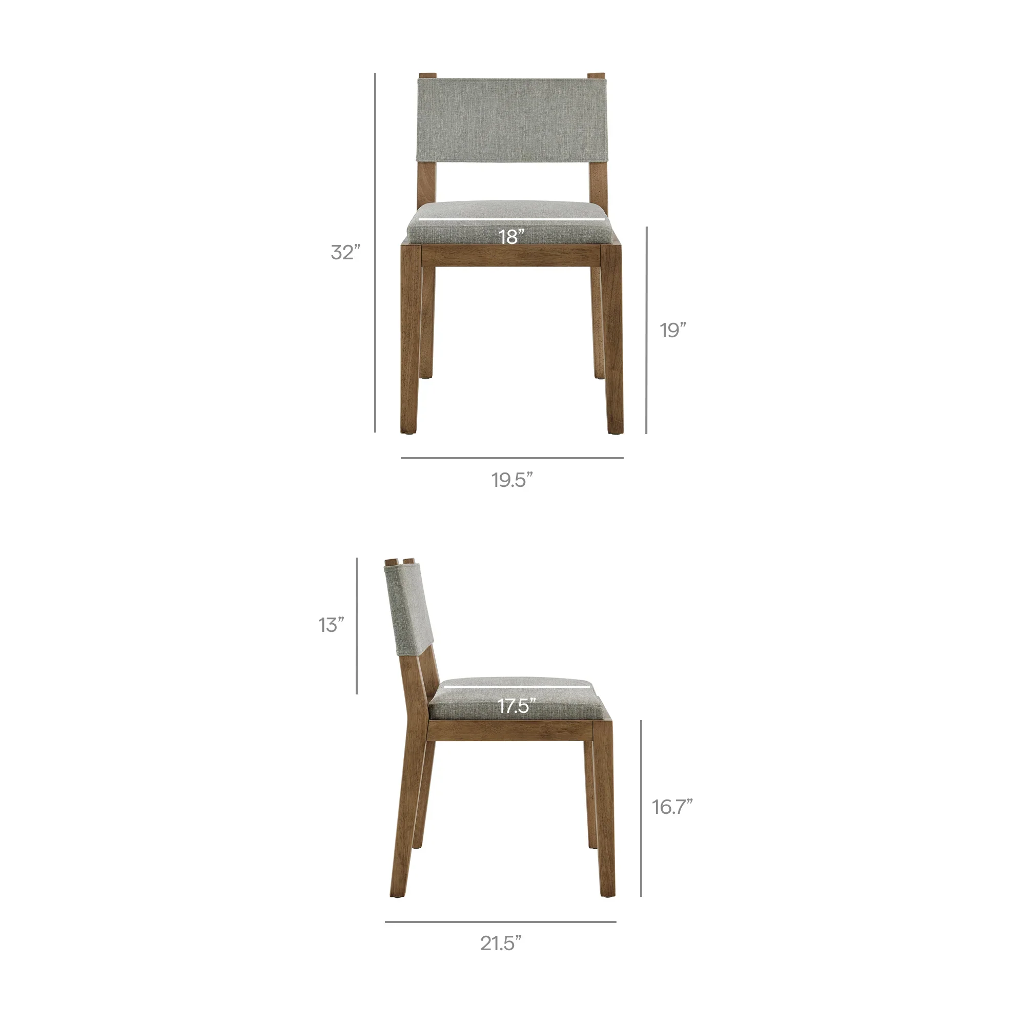 Calder Fabric Upholstered Wood Armless Dining Chair - Image 27