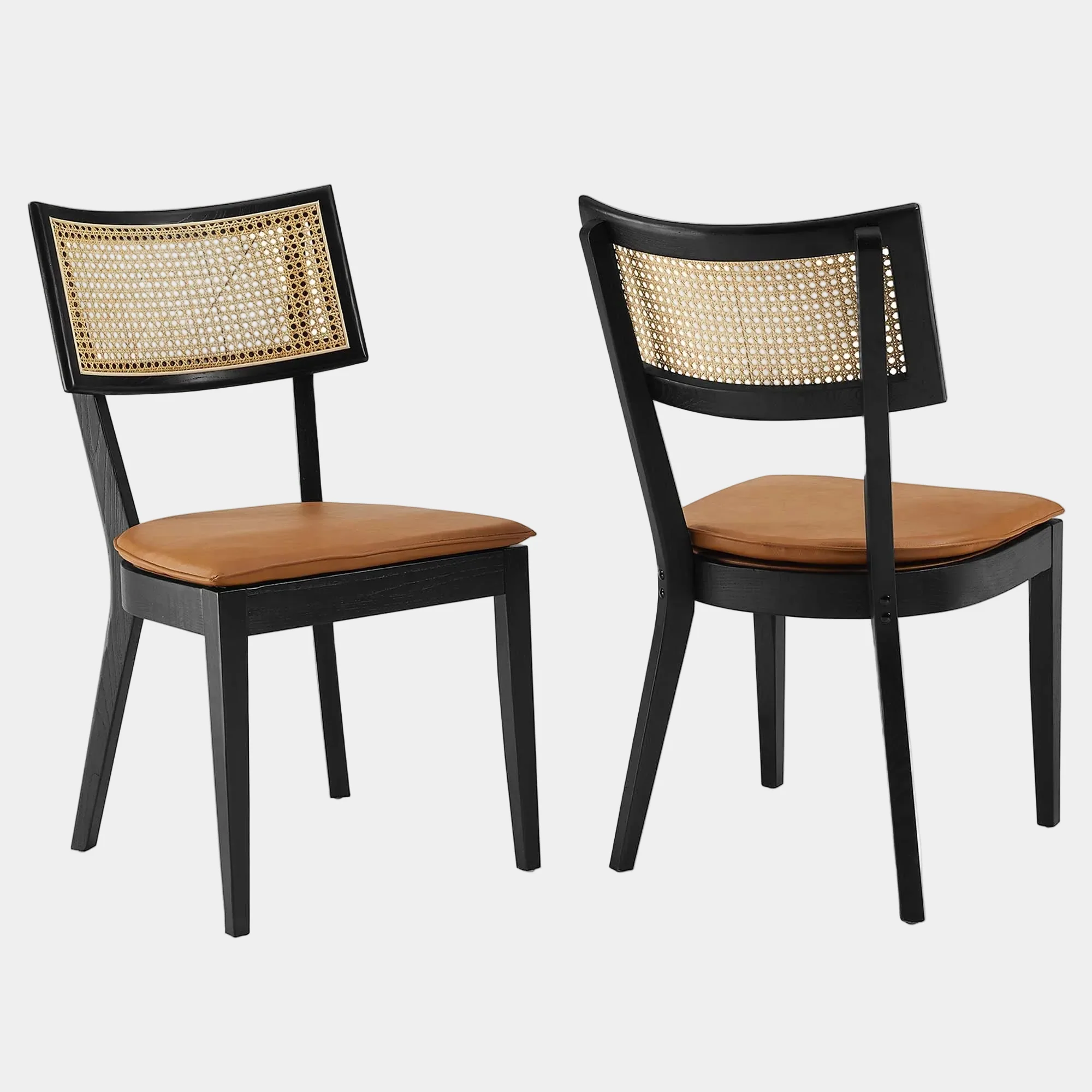 Caledonia Vegan Leather Upholstered Wood Dining Chairs Set of 2