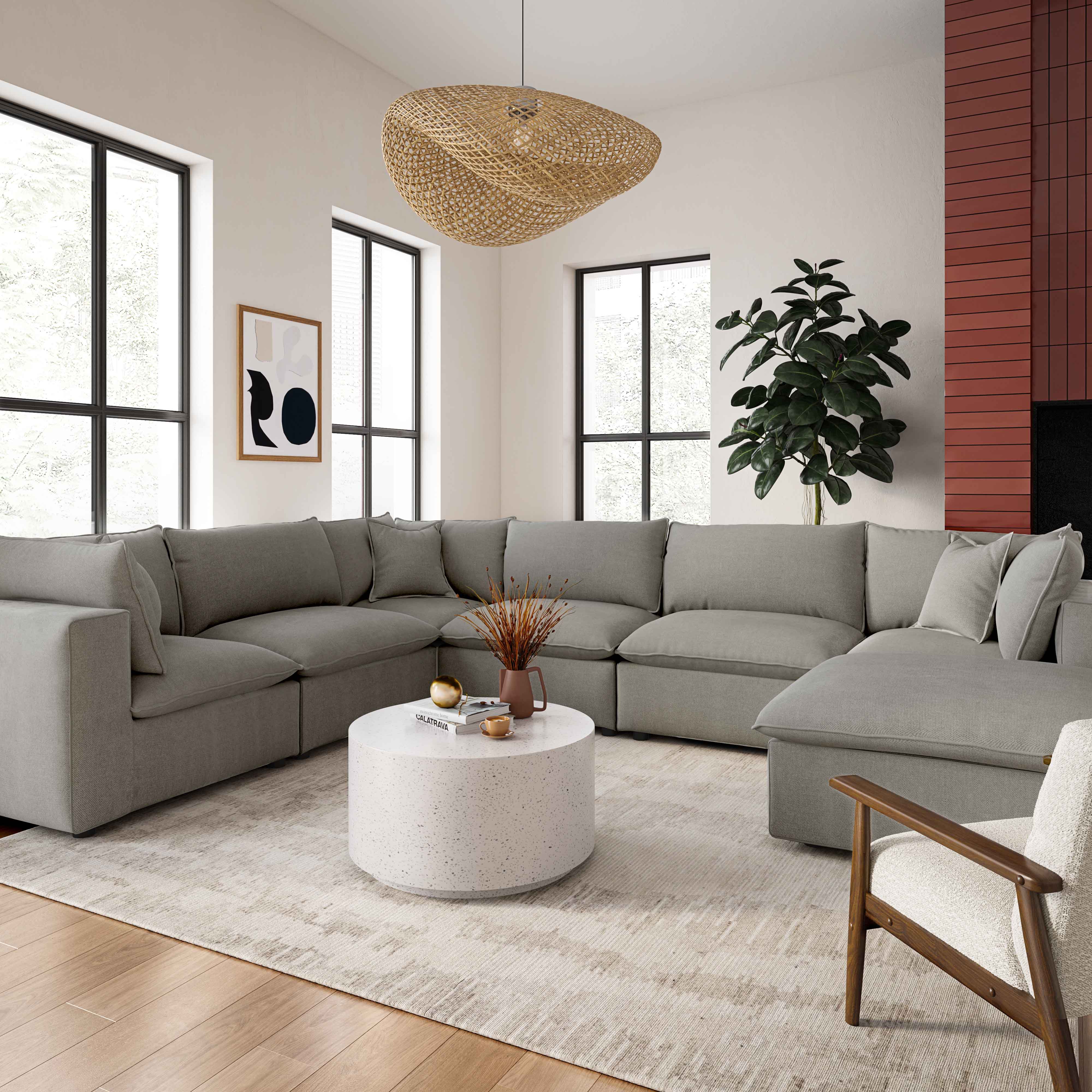 Cali 7-Piece Performance Fabric Modular Large Chaise Sectional - Image 2