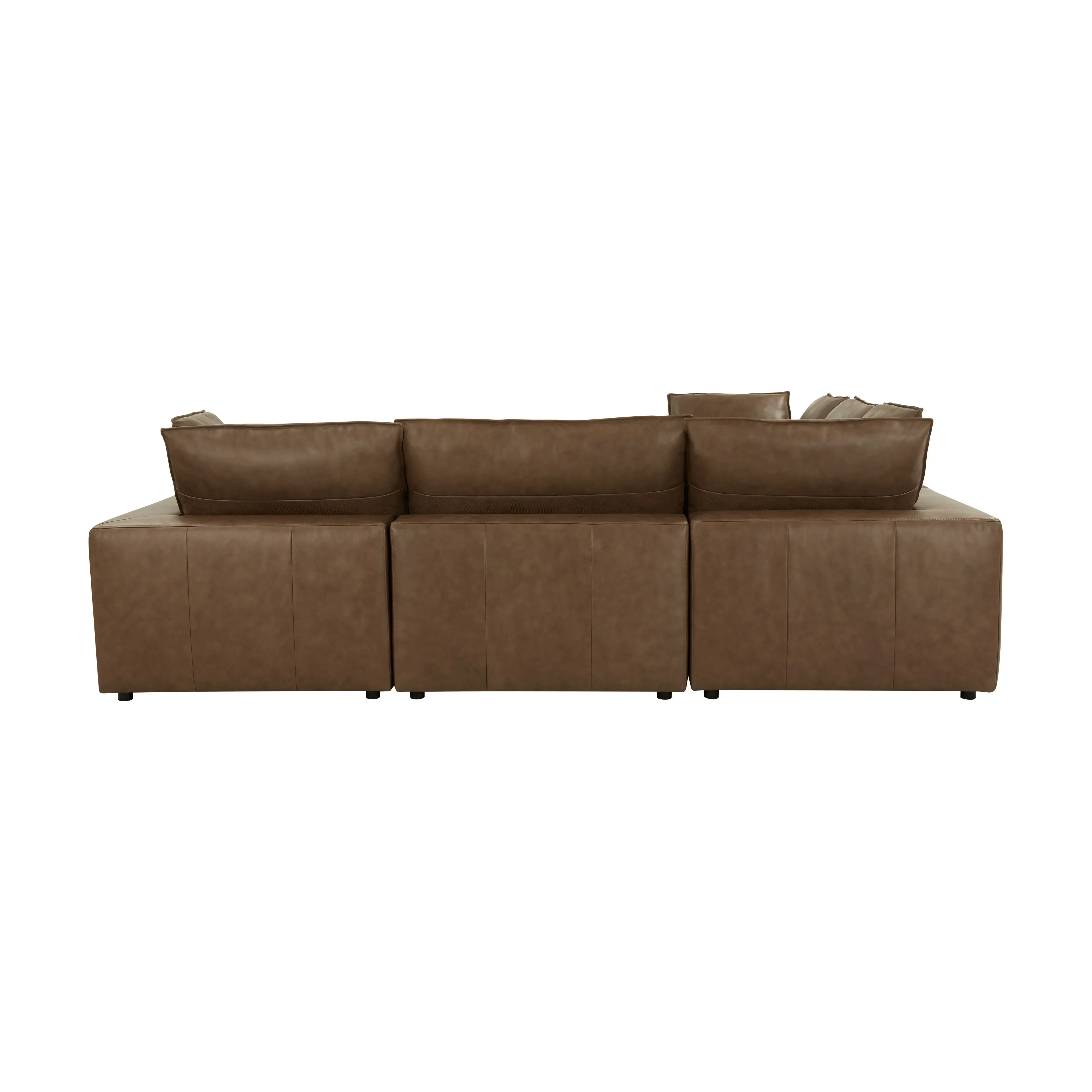 Cali 5-Piece Brown Leather Modular L-Sectional - Image 5
