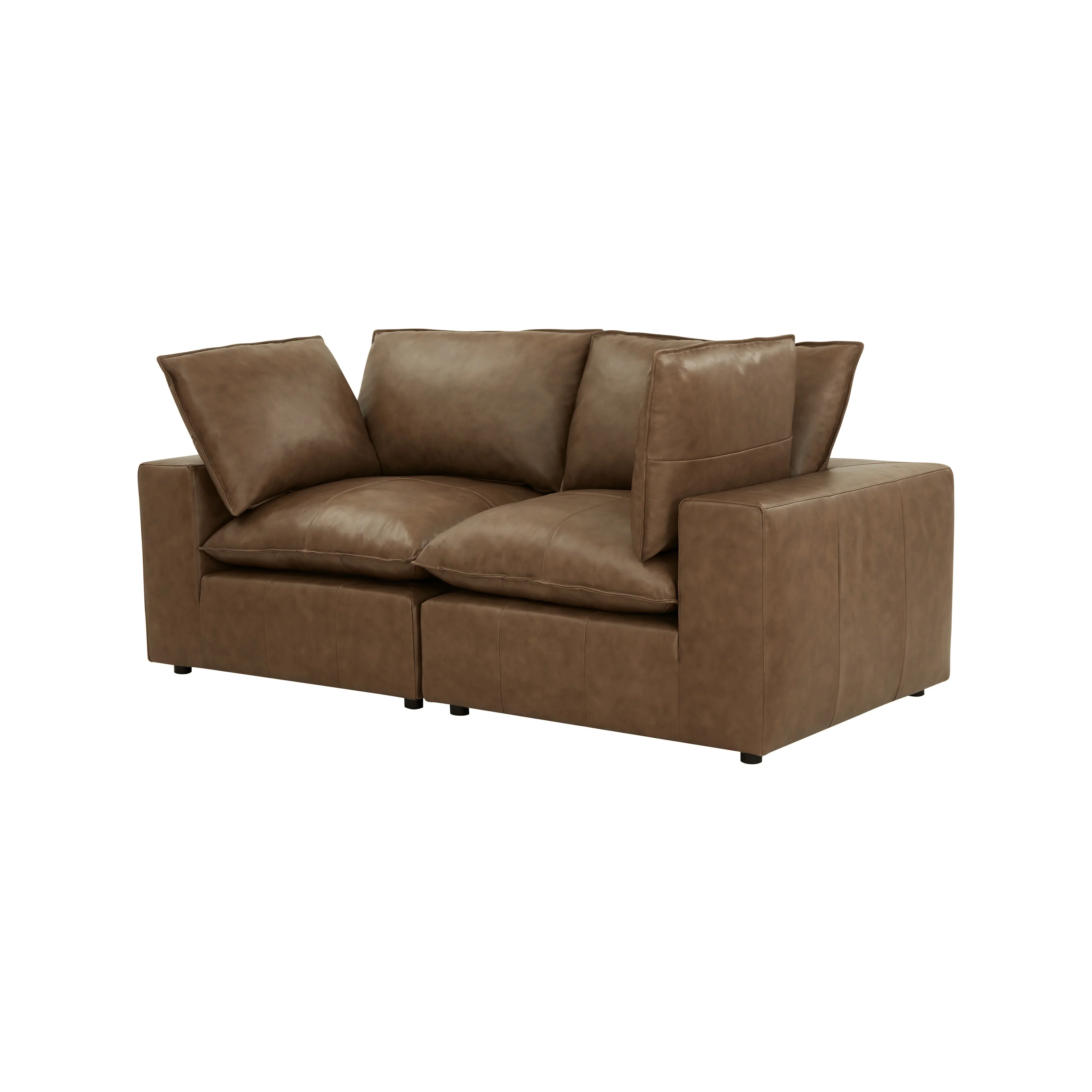 Cali 80" Brown Leather Modular Loveseat - Image 3