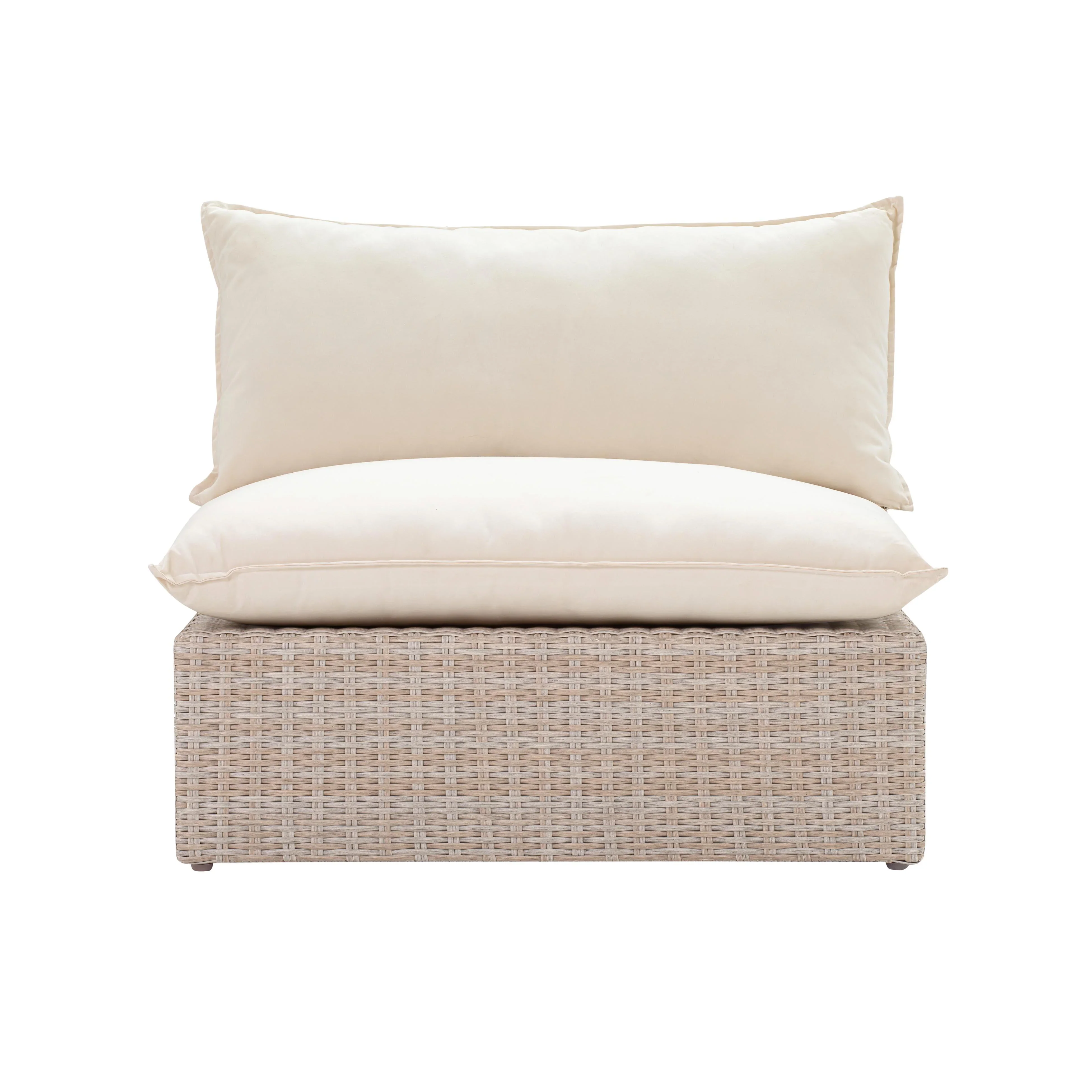 Cali Natural Wicker Outdoor Armless Chair - Image 3
