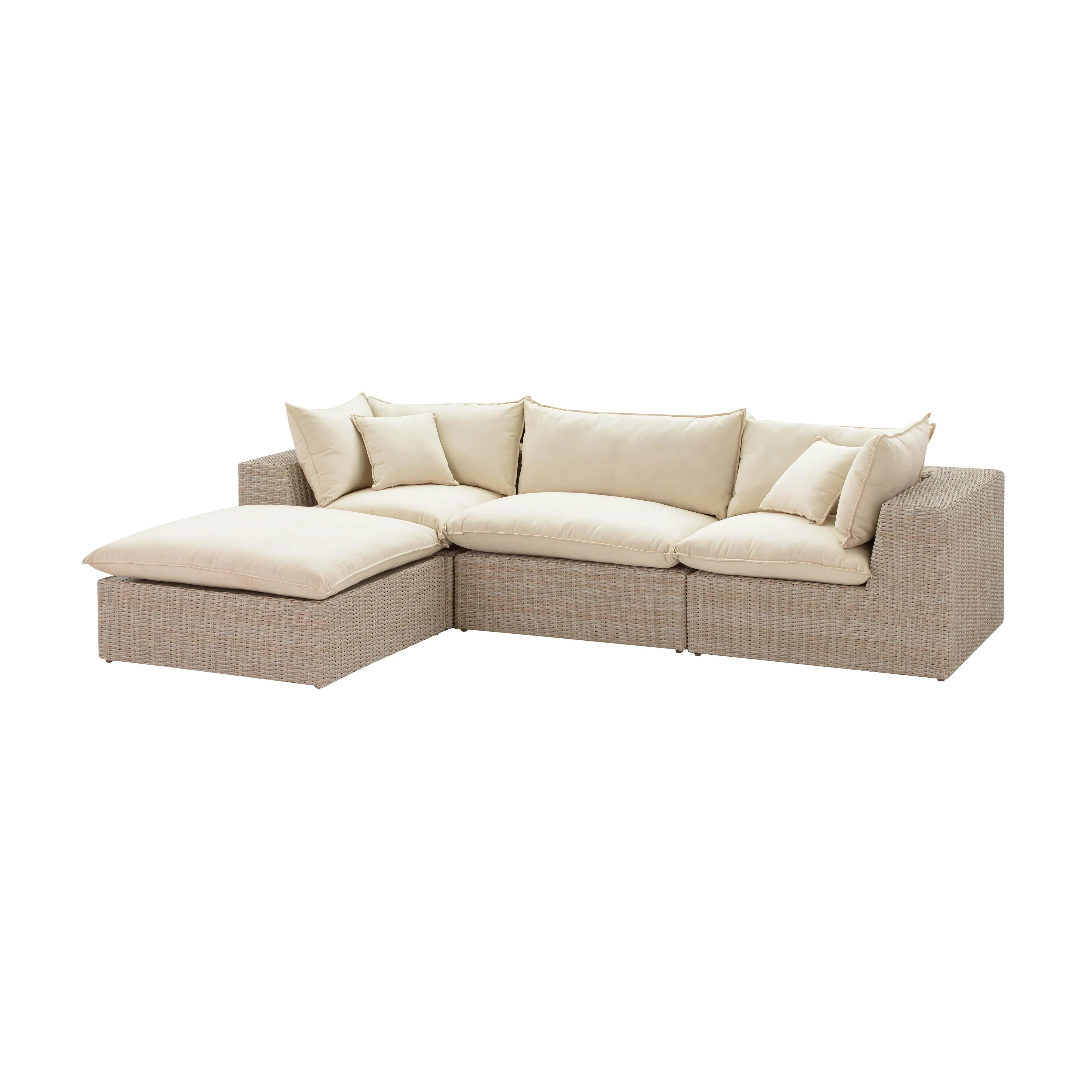 Cali 4-Piece Natural Wicker Outdoor Modular Sectional - Image 3