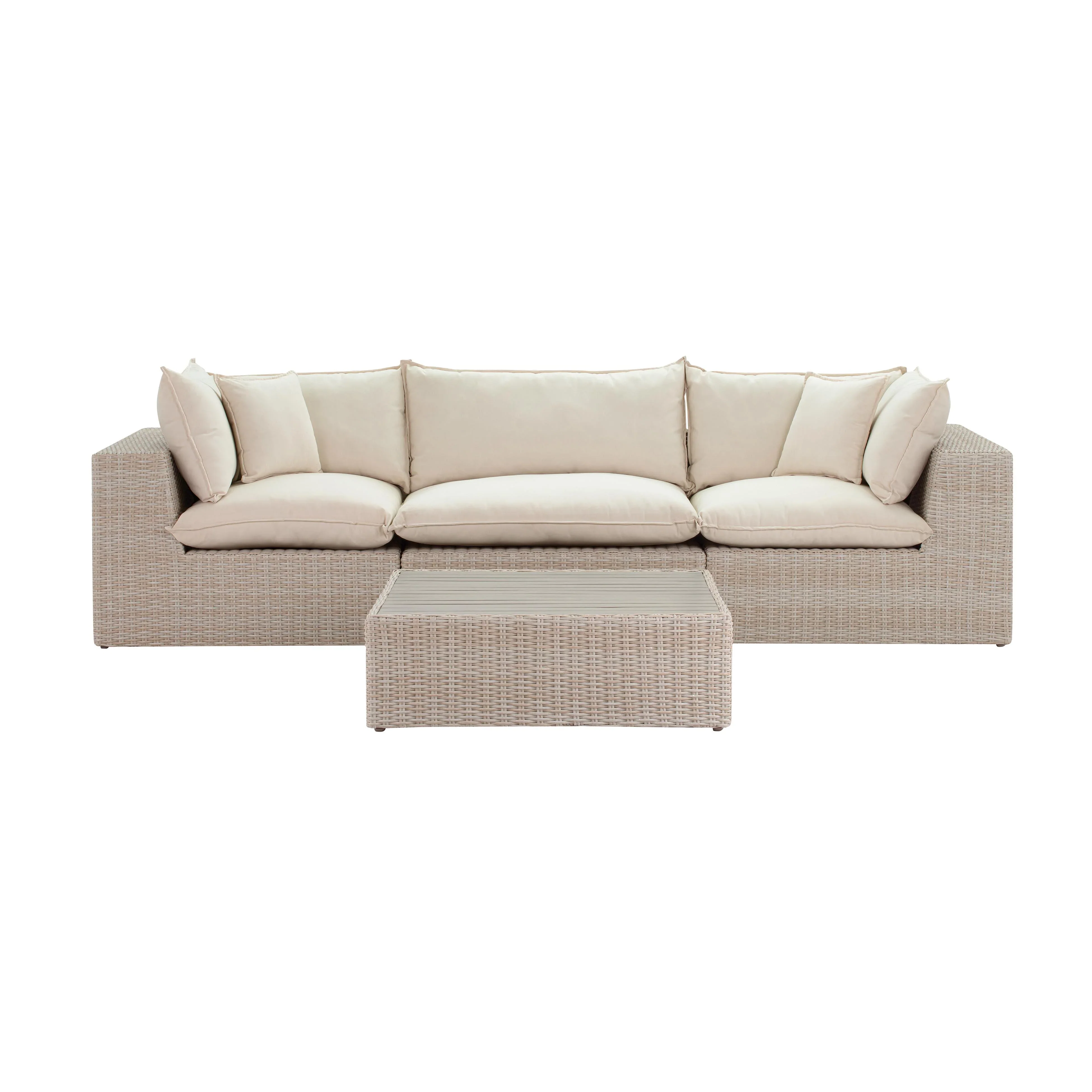 Cali 120" Natural Wicker Outdoor Modular Sofa - Image 5