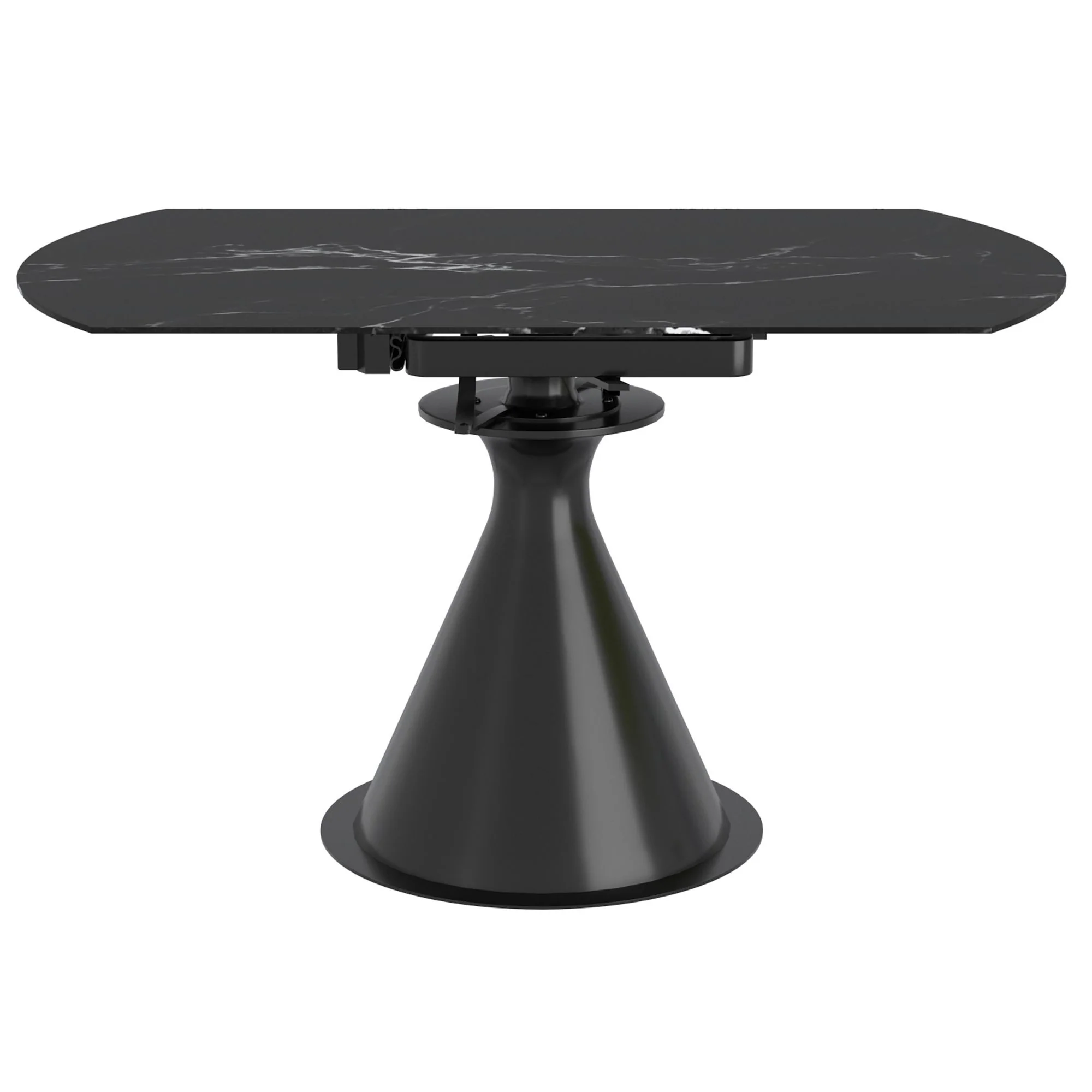 Calisto Round Pedestal Dining Table w/Extension in Black - Image 5
