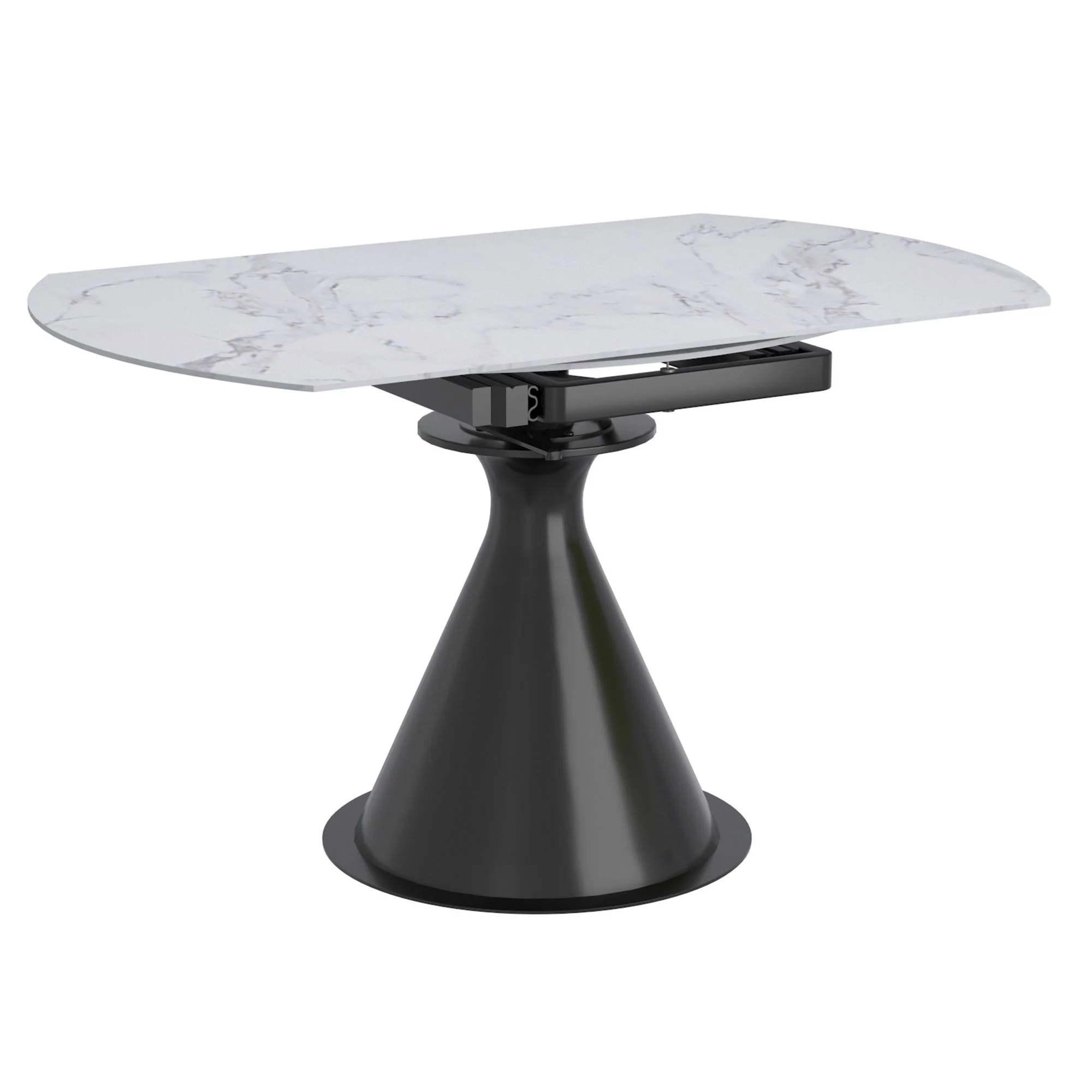Calisto Round Pedestal Dining Table w/Extension in White and Black - Image 3