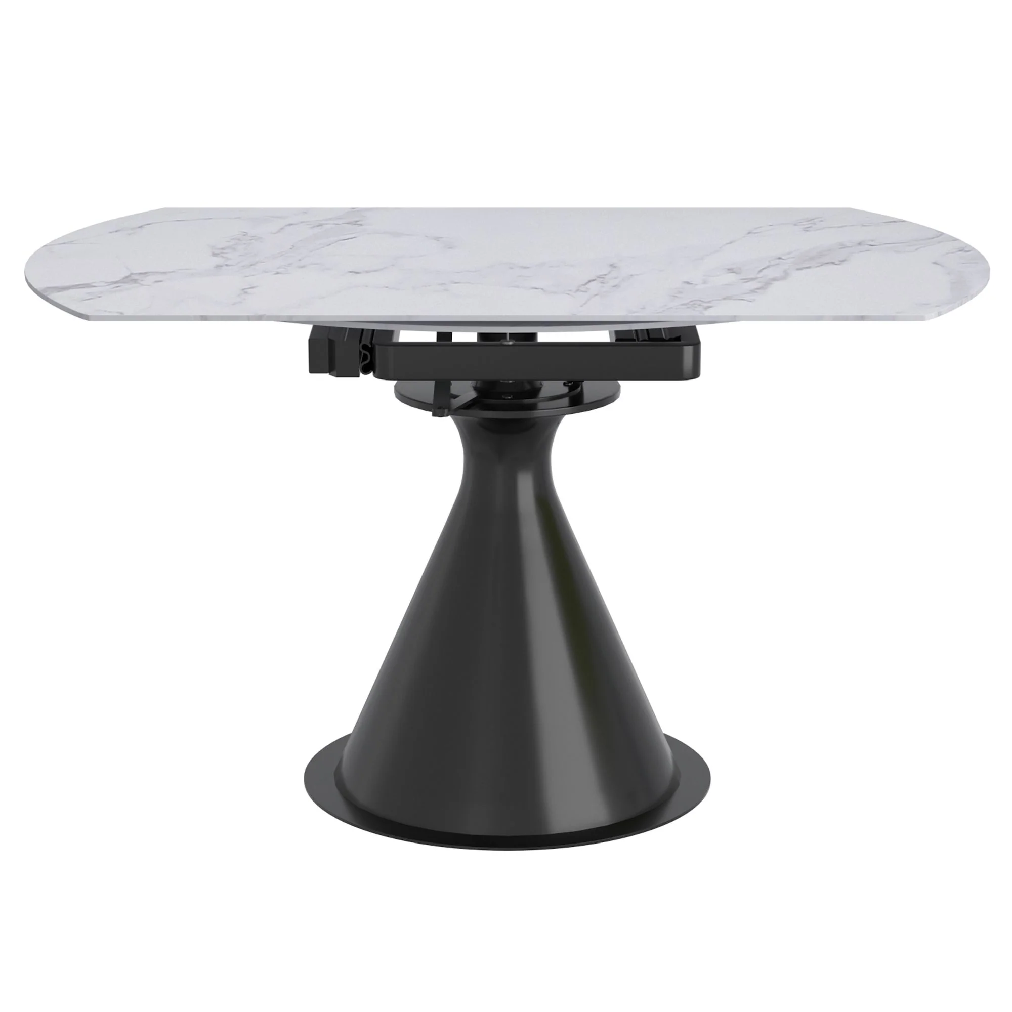 Calisto Round Pedestal Dining Table w/Extension in White and Black - Image 5