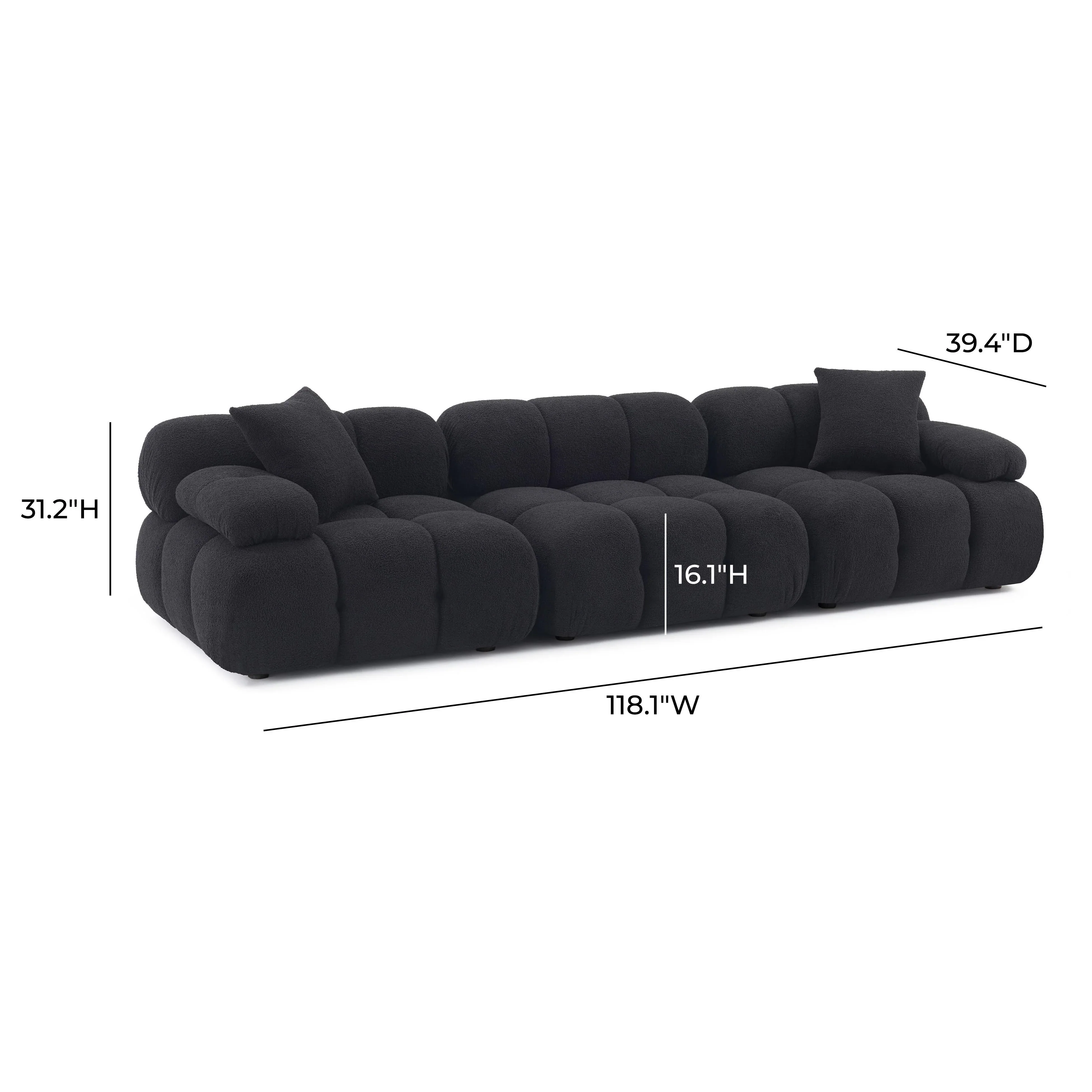Calliope 118" Performance Vegan Shearling Modular Sofa - Image 14