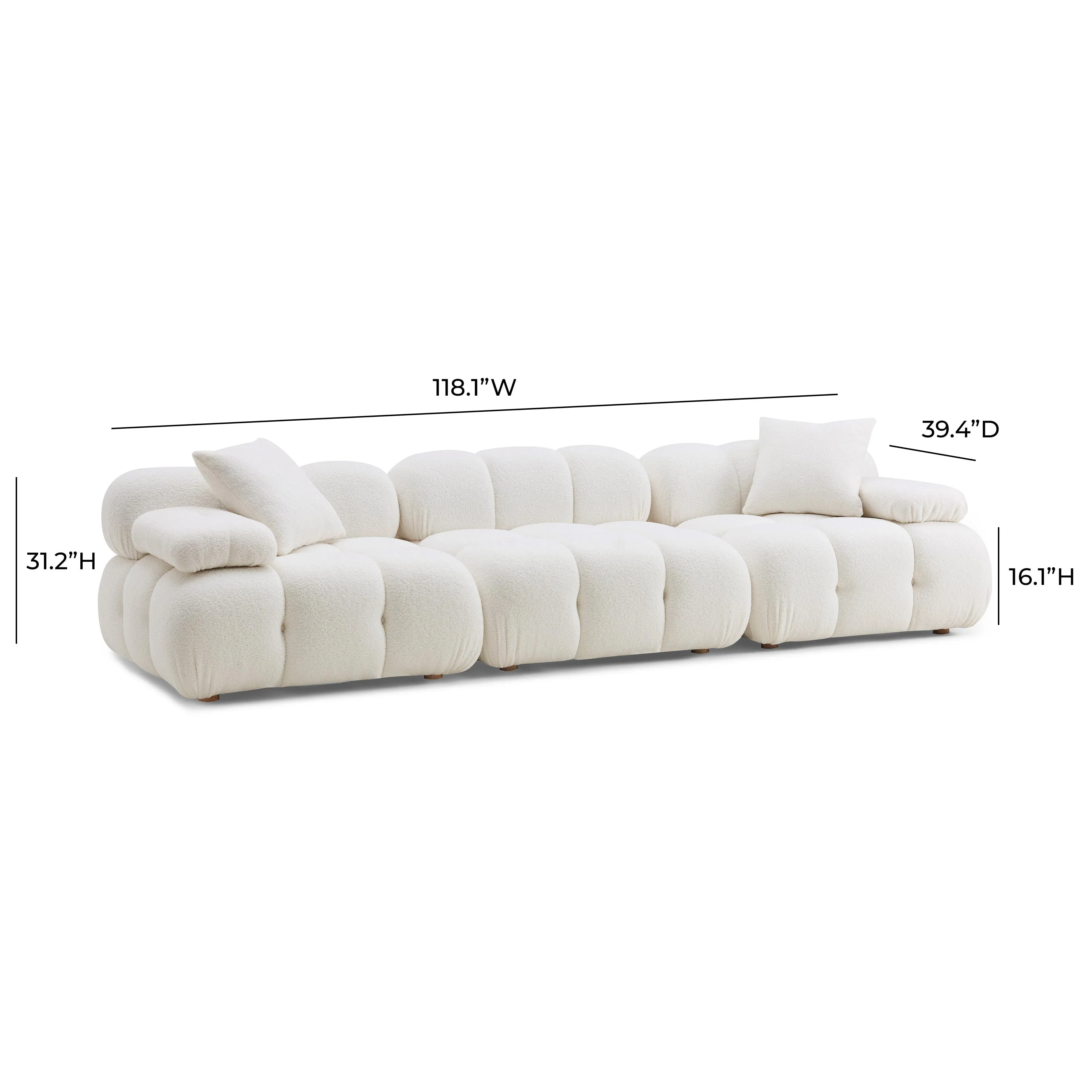 Calliope 118" Performance Vegan Shearling Modular Sofa - Image 5