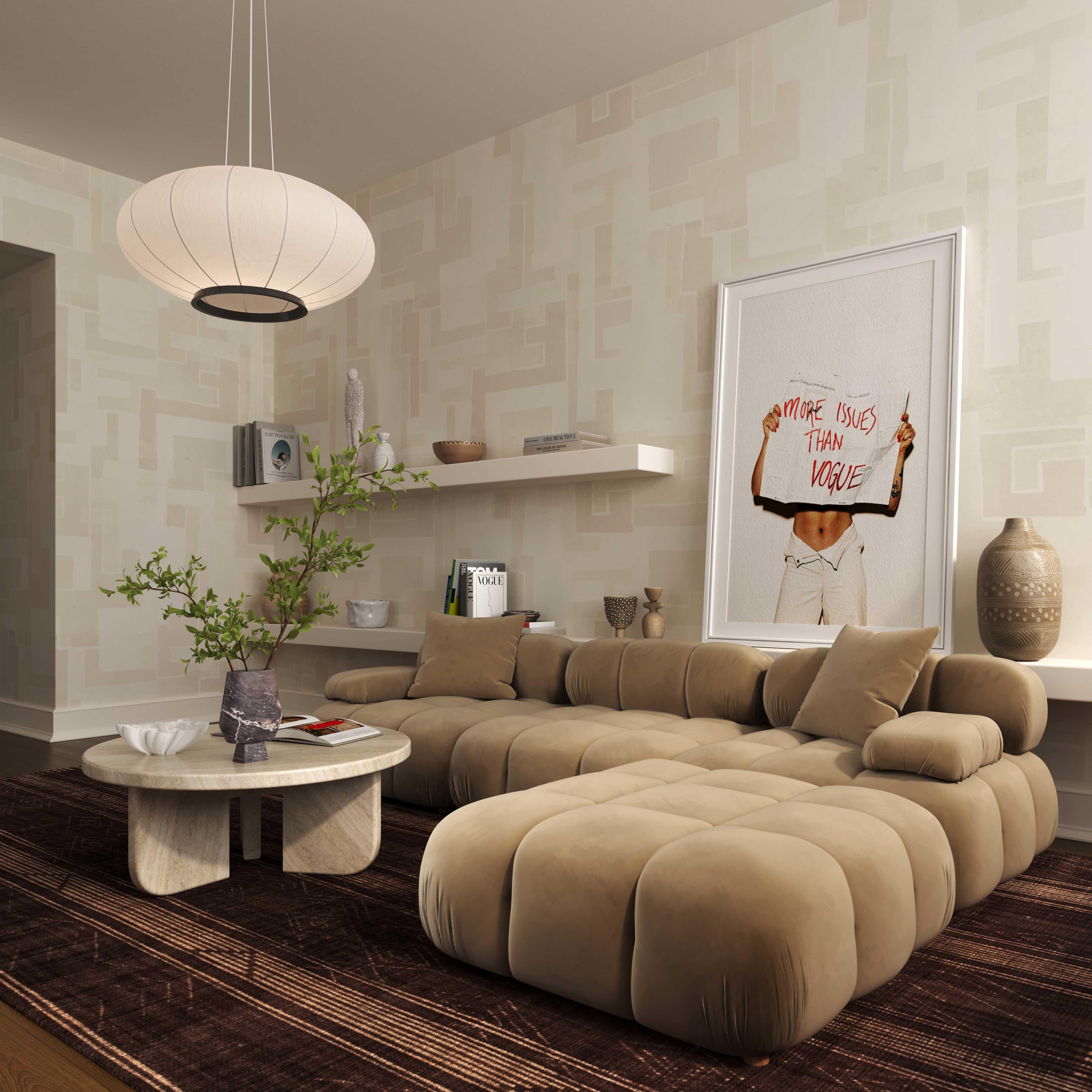 Calliope 4-piece Cafe Au Lait Performance Velvet Modular Sectional - Image 2