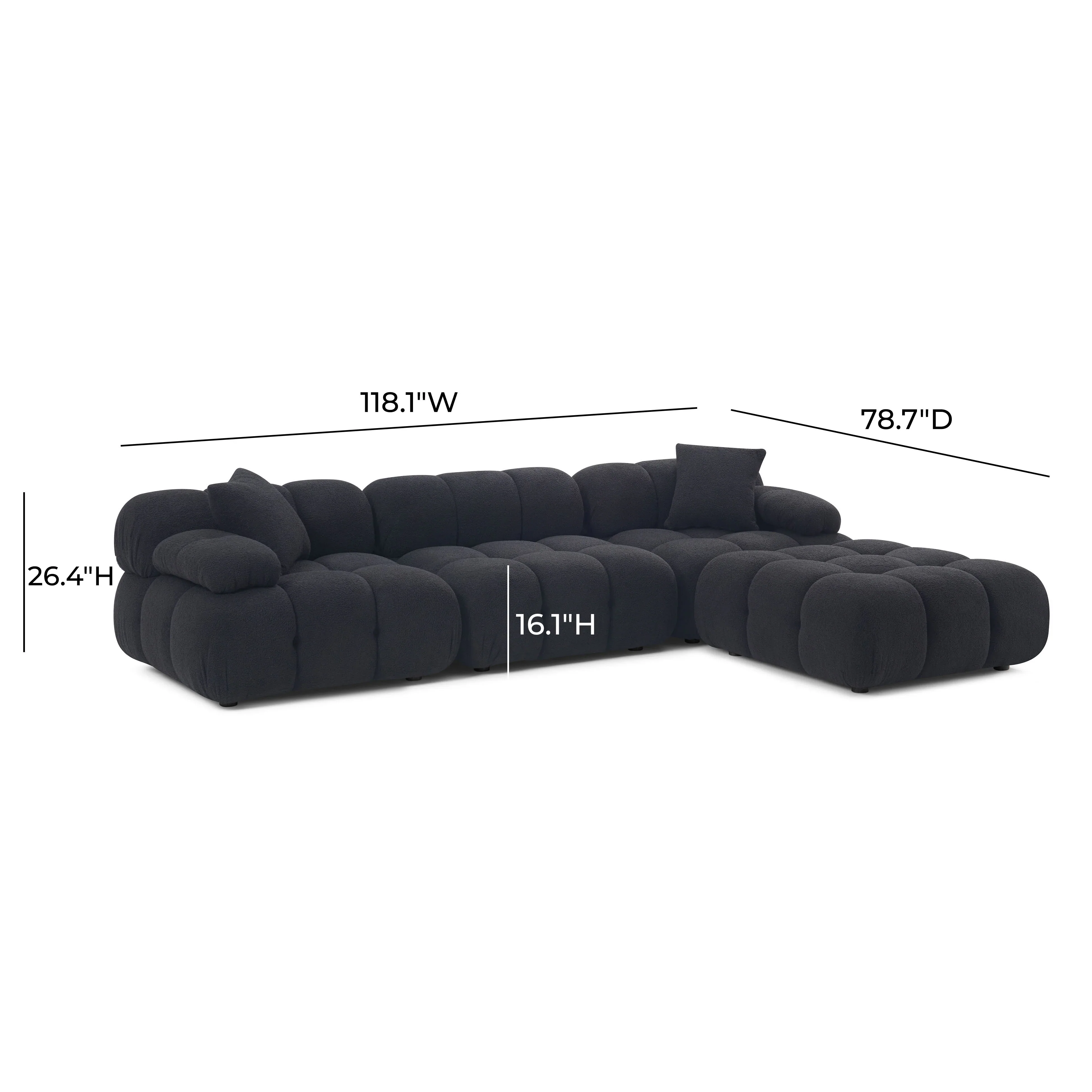 Calliope 4-Piece Performance Vegan Shearling Modular Sectional - Image 15