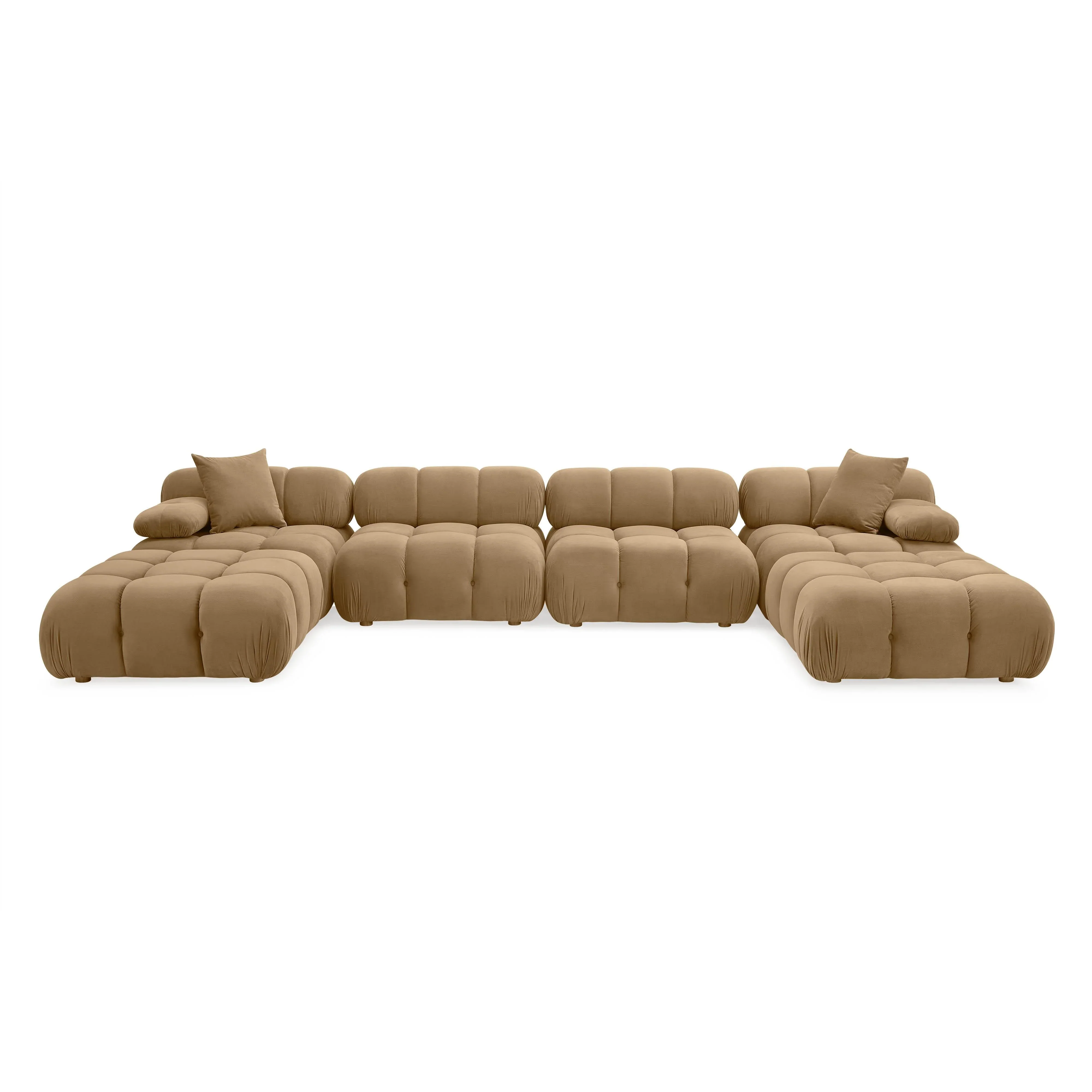 Calliope 6-piece Cafe Au Lait Performance Velvet Modular U-Sectional - Image 3