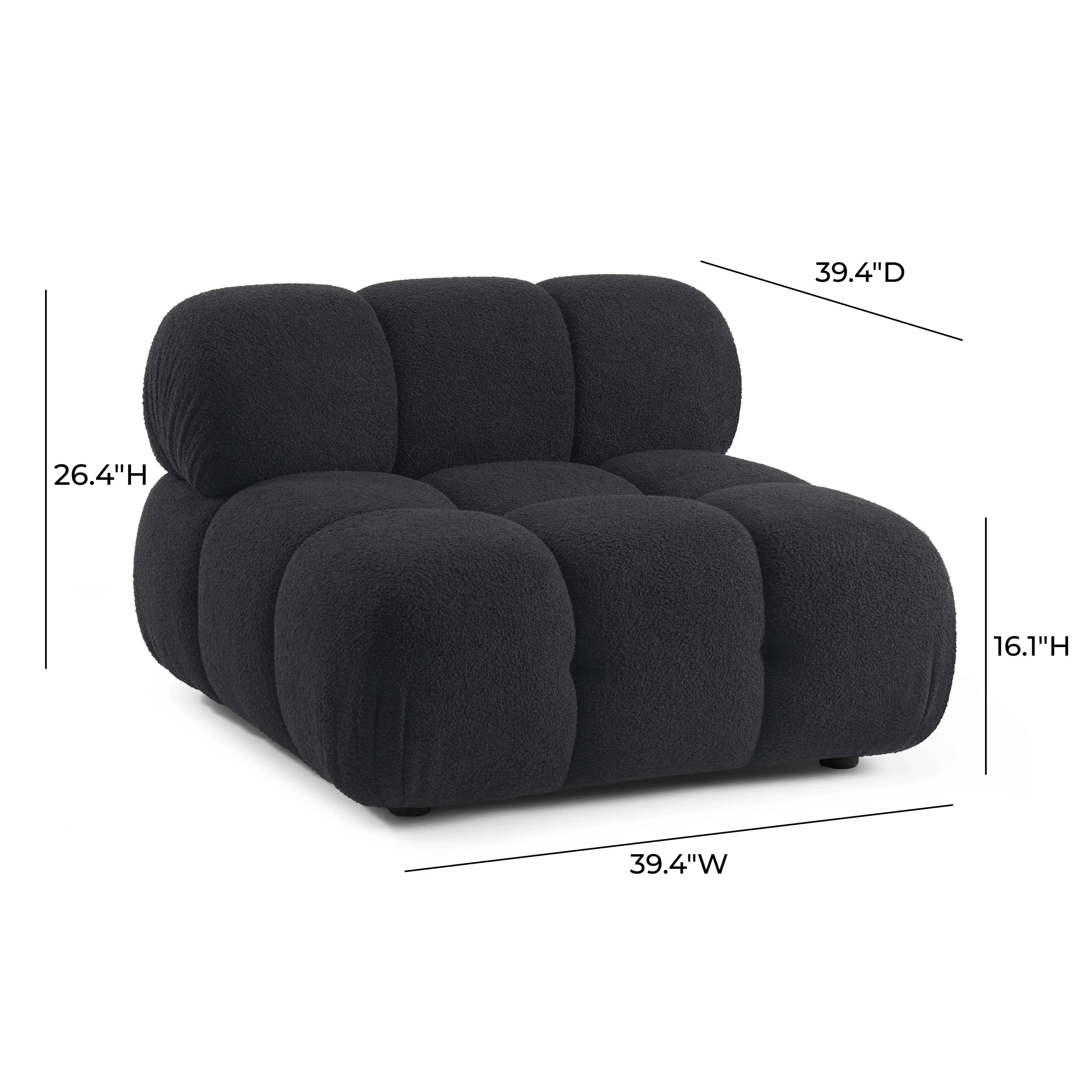Calliope Performance Vegan Shearling Modular Armless Chair - Image 12