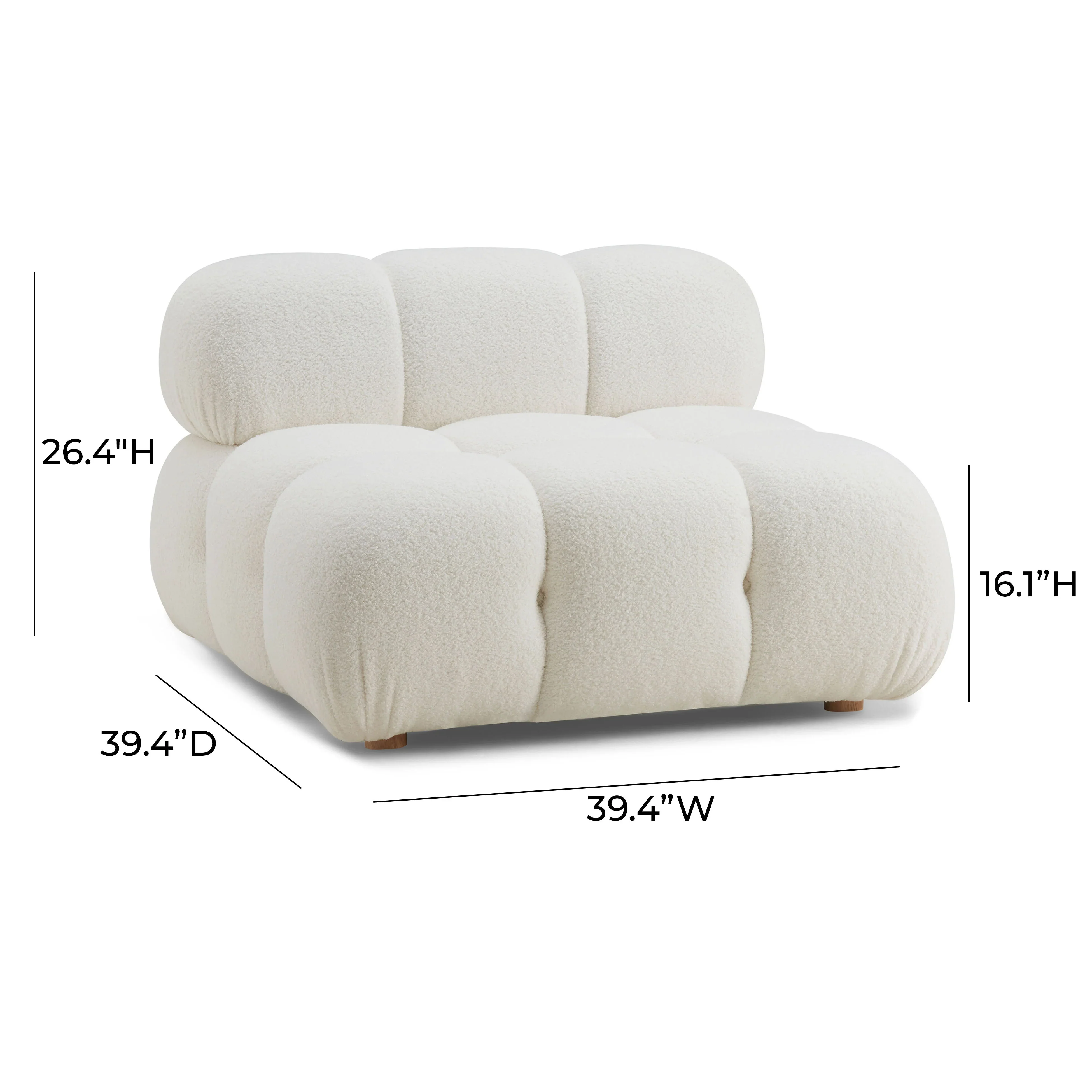 Calliope Performance Vegan Shearling Modular Armless Chair - Image 5