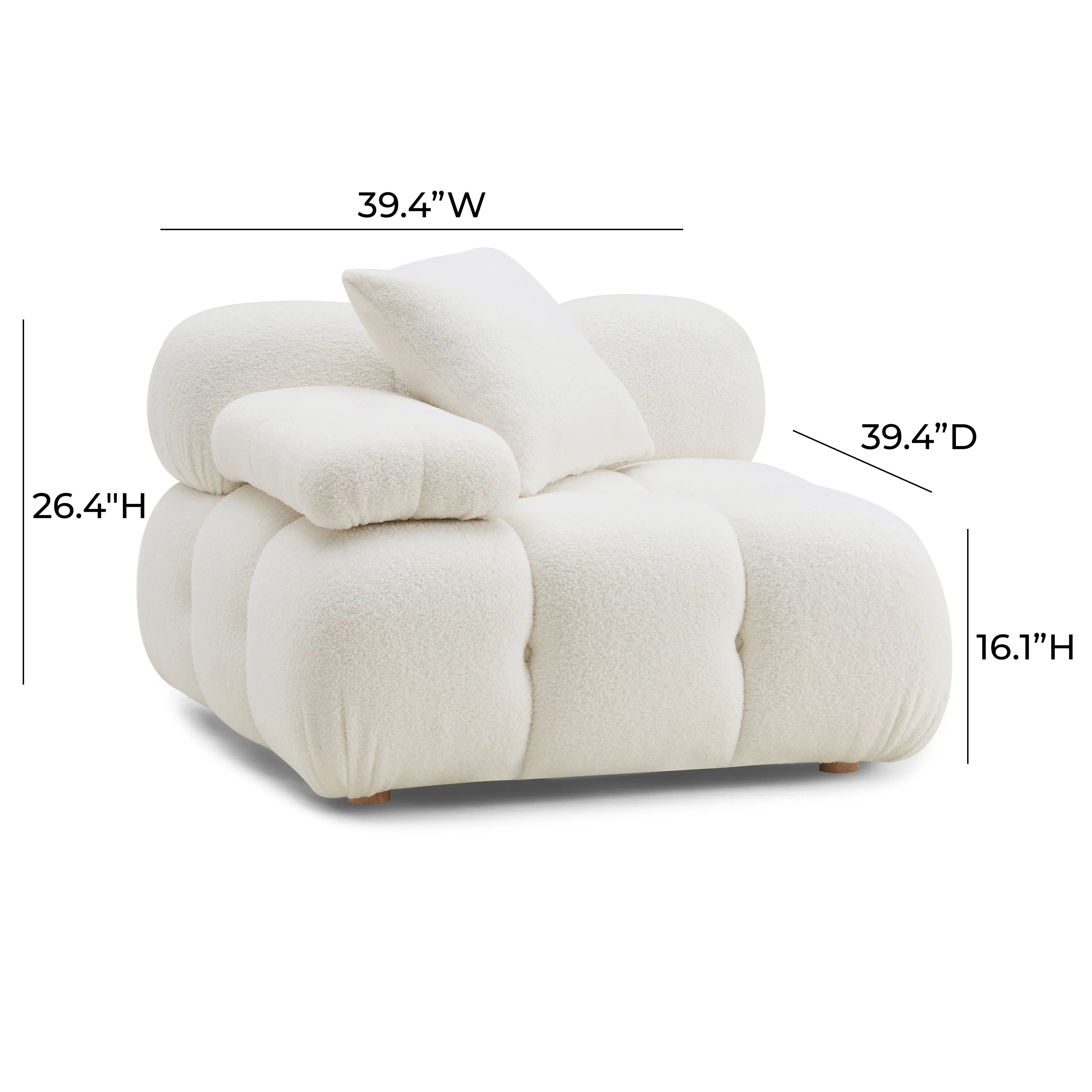 Calliope Performance Vegan Shearling Modular Corner Chair - Image 5