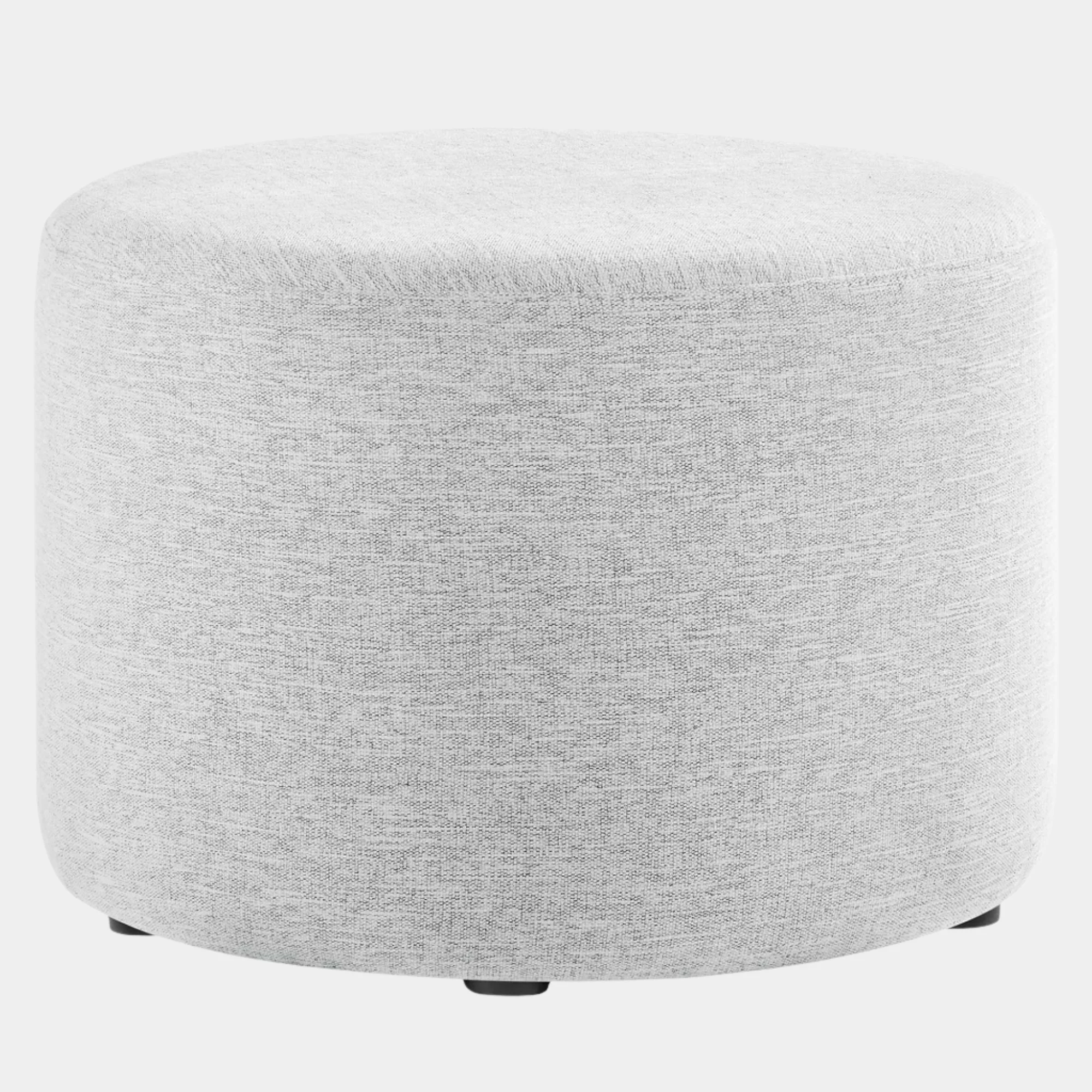 Callum Large Round Woven Heathered Fabric Upholstered Ottoman - Image 17