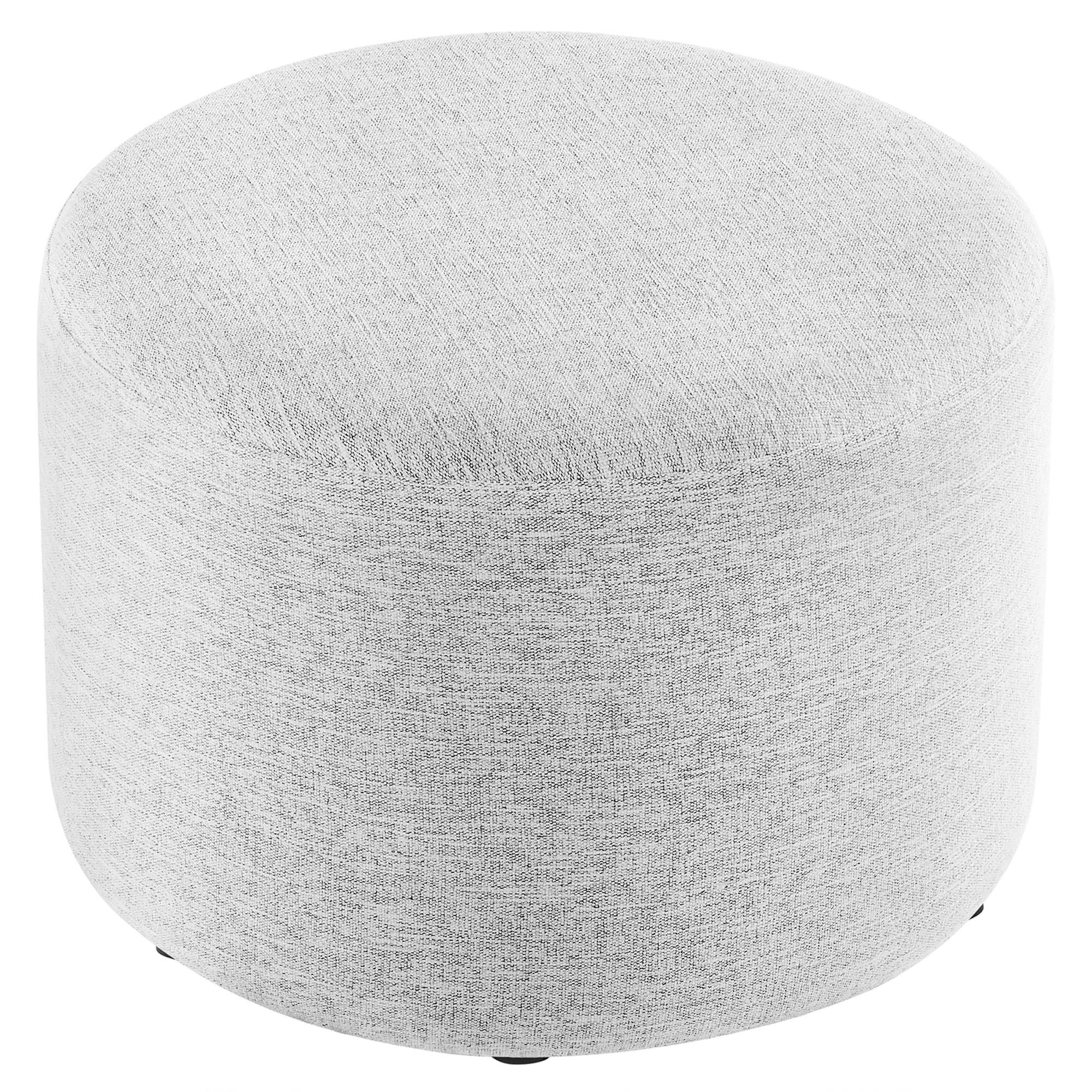 Callum Large Round Woven Heathered Fabric Upholstered Ottoman - Image 21