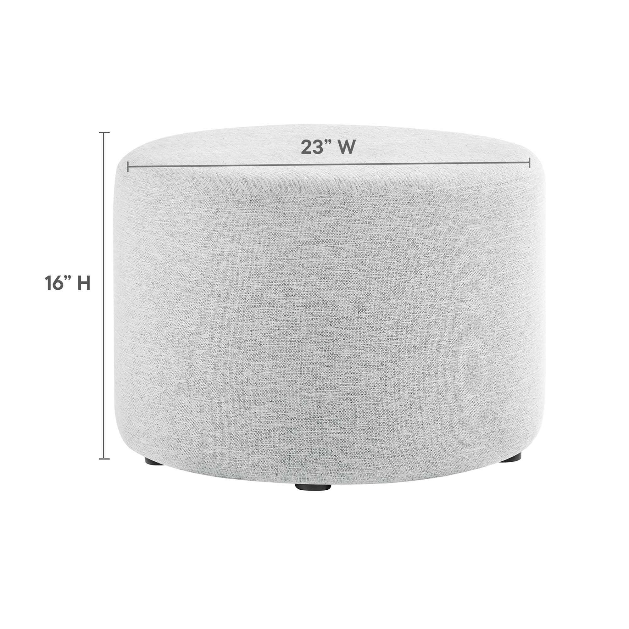 Callum Large Round Woven Heathered Fabric Upholstered Ottoman - Image 24