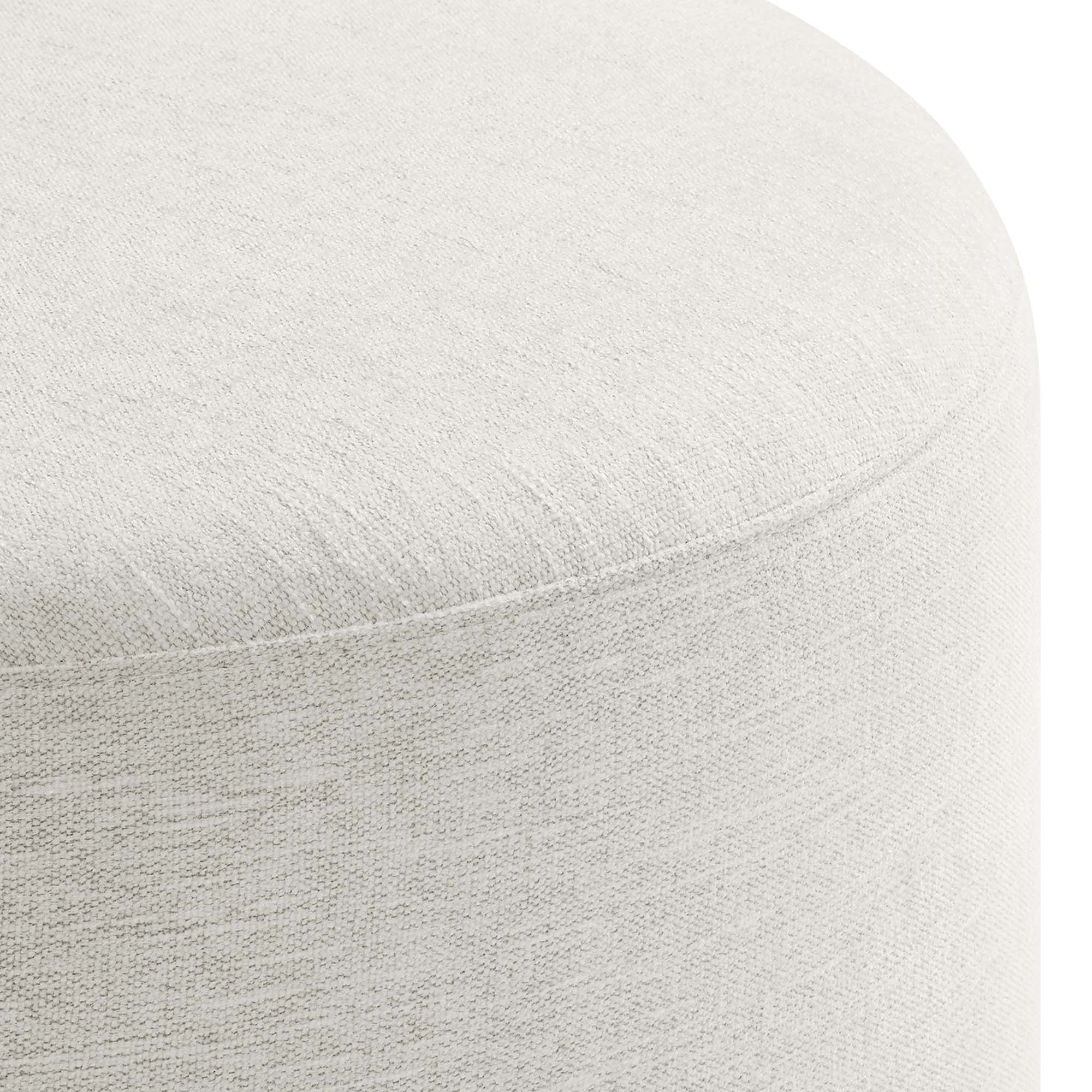Callum Large Round Woven Heathered Fabric Upholstered Ottoman - Image 6