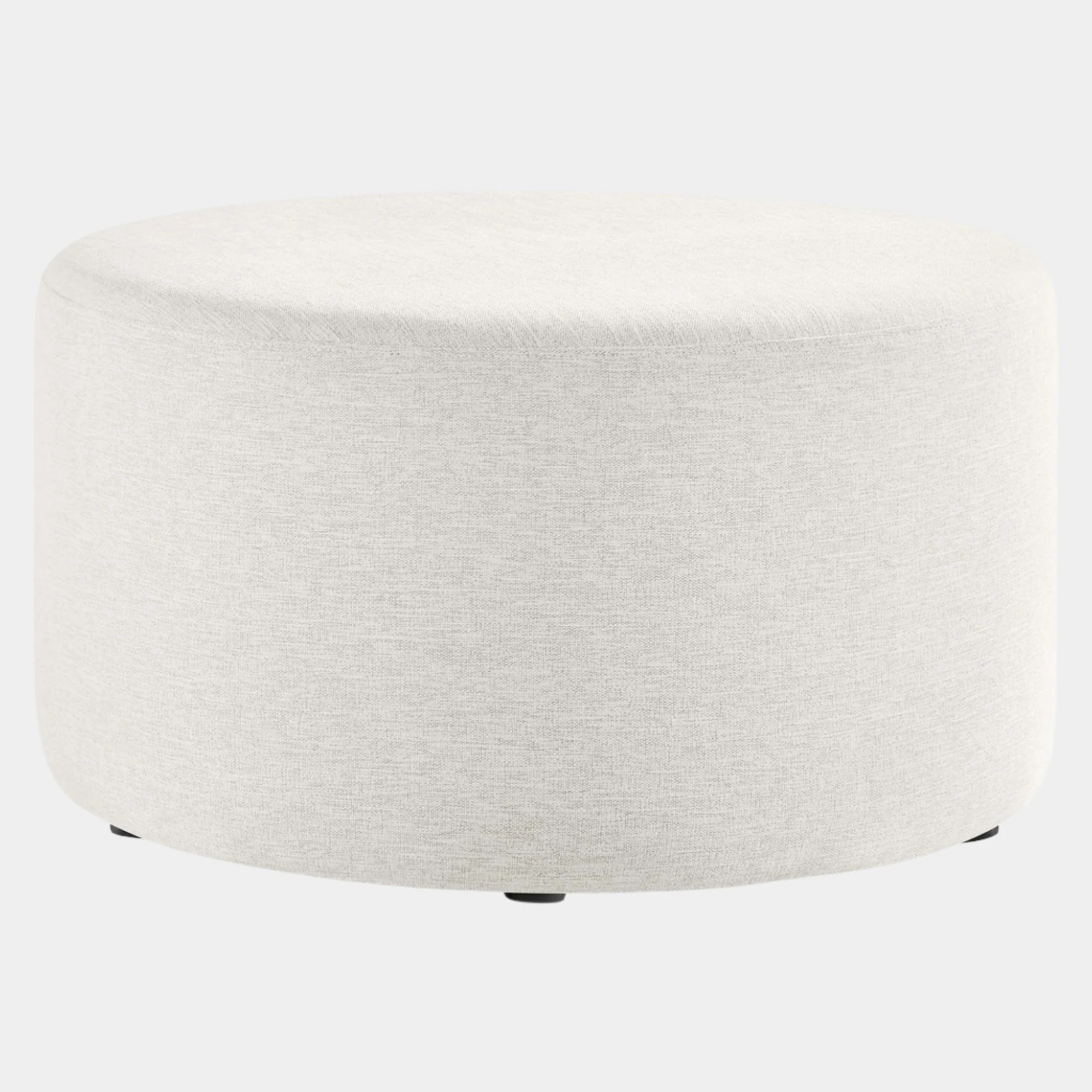 Callum Large Round Woven Heathered Fabric Upholstered Ottoman