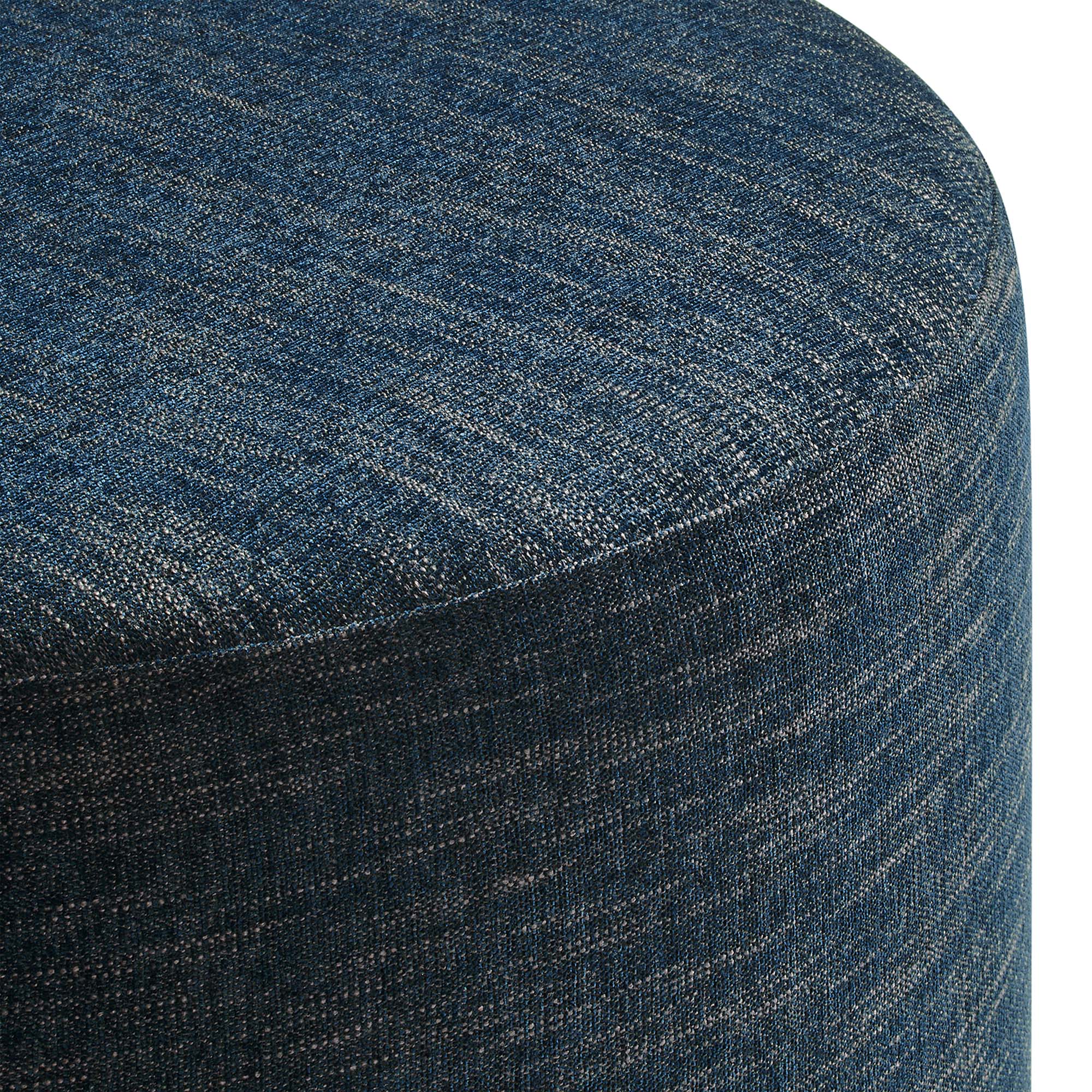 Callum Large Round Woven Heathered Fabric Upholstered Ottoman - Image 13