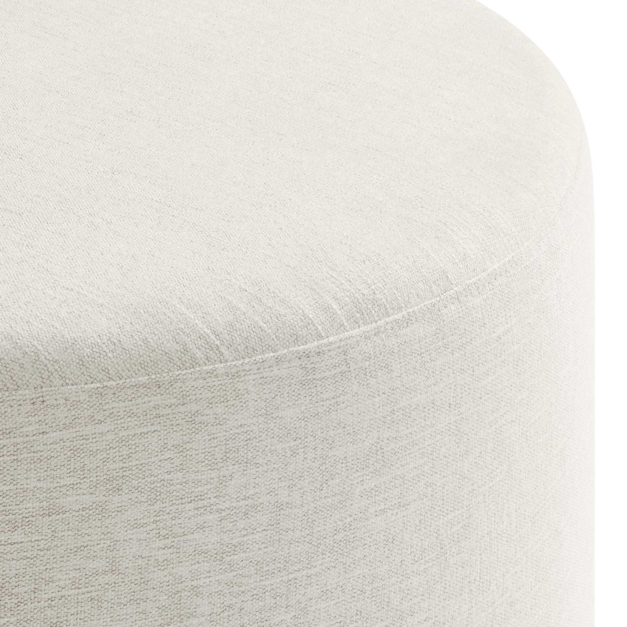 Callum Large Round Woven Heathered Fabric Upholstered Ottoman - Image 7
