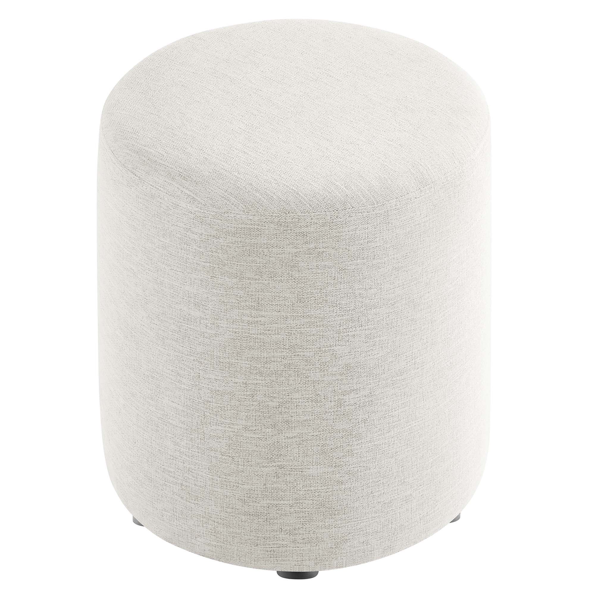 Callum Round Woven Heathered Fabric Upholstered Ottoman - Image 15