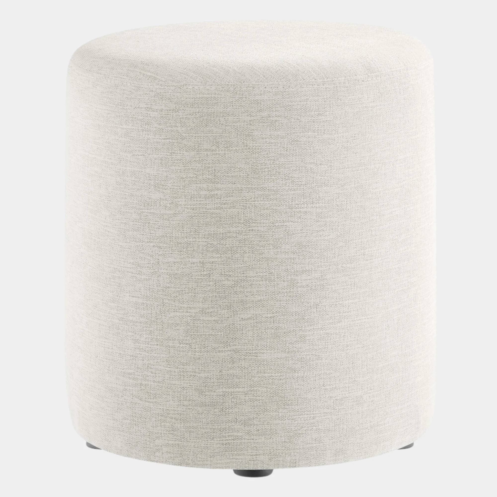 Callum Round Woven Heathered Fabric Upholstered Ottoman - Image 9