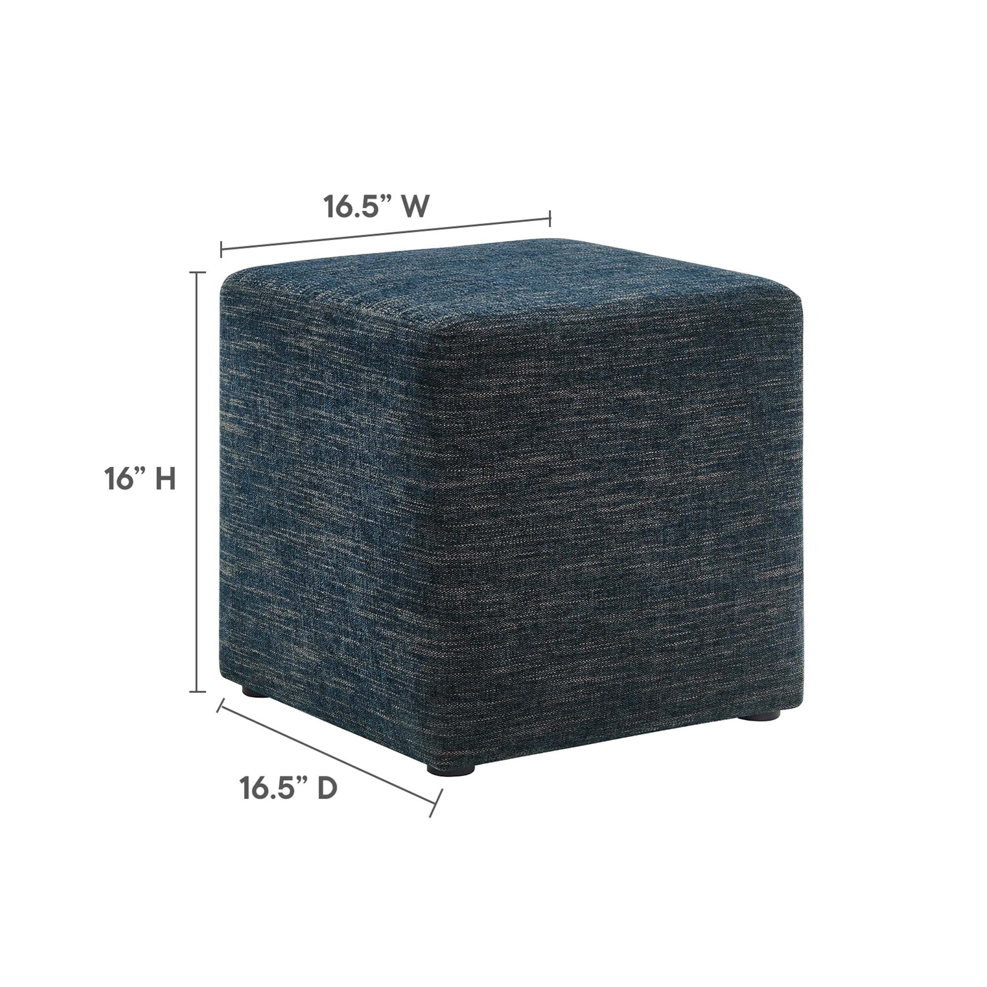 Callum Square Woven Heathered Fabric Upholstered Ottoman - Image 5