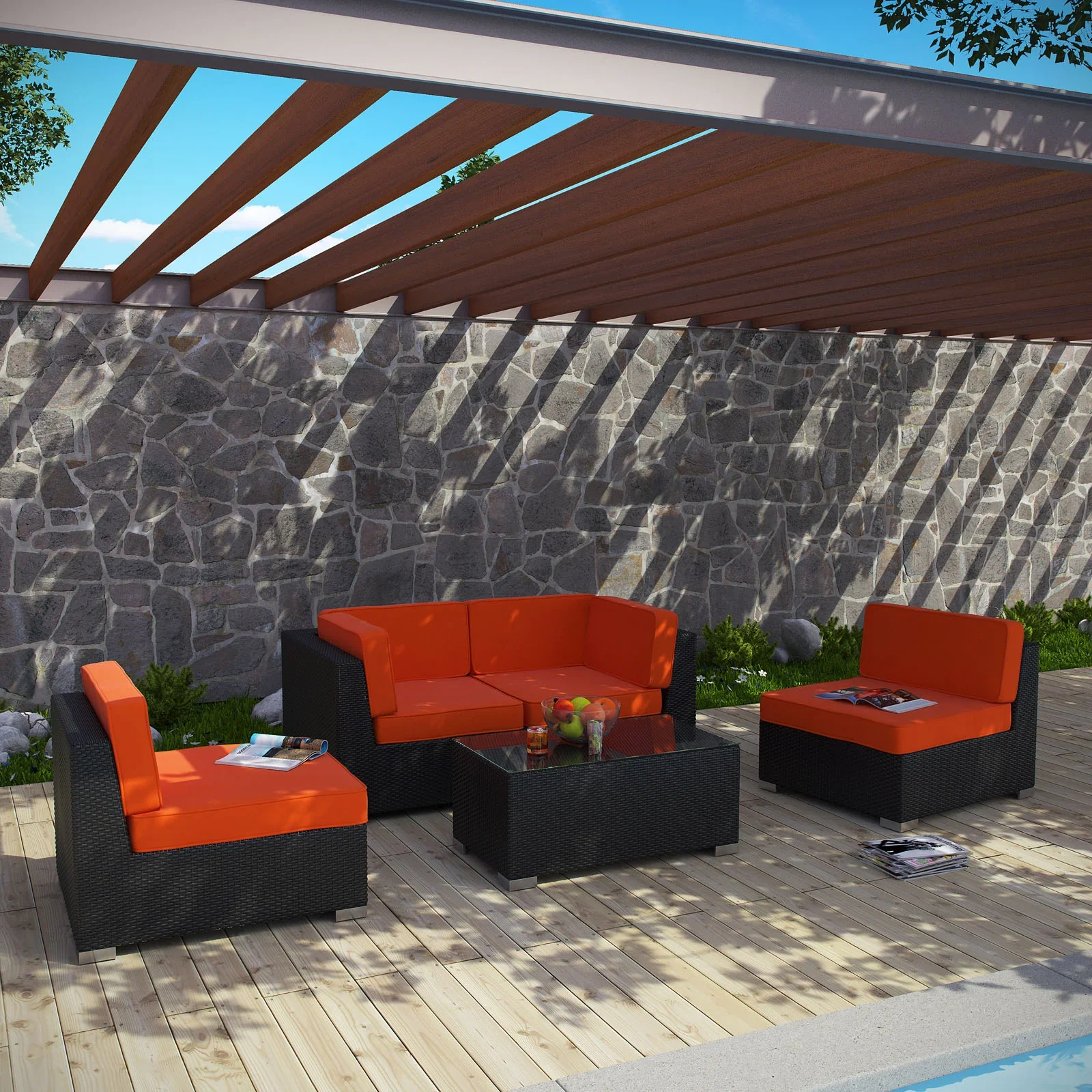 Camfora 5 Piece Outdoor Patio Sectional Set - Image 2