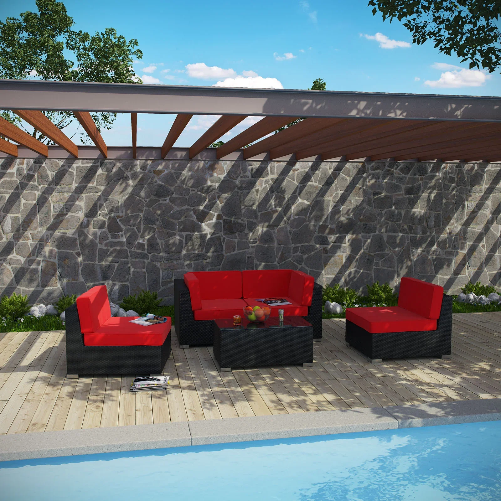 Camfora 5 Piece Outdoor Patio Sectional Set - Image 4