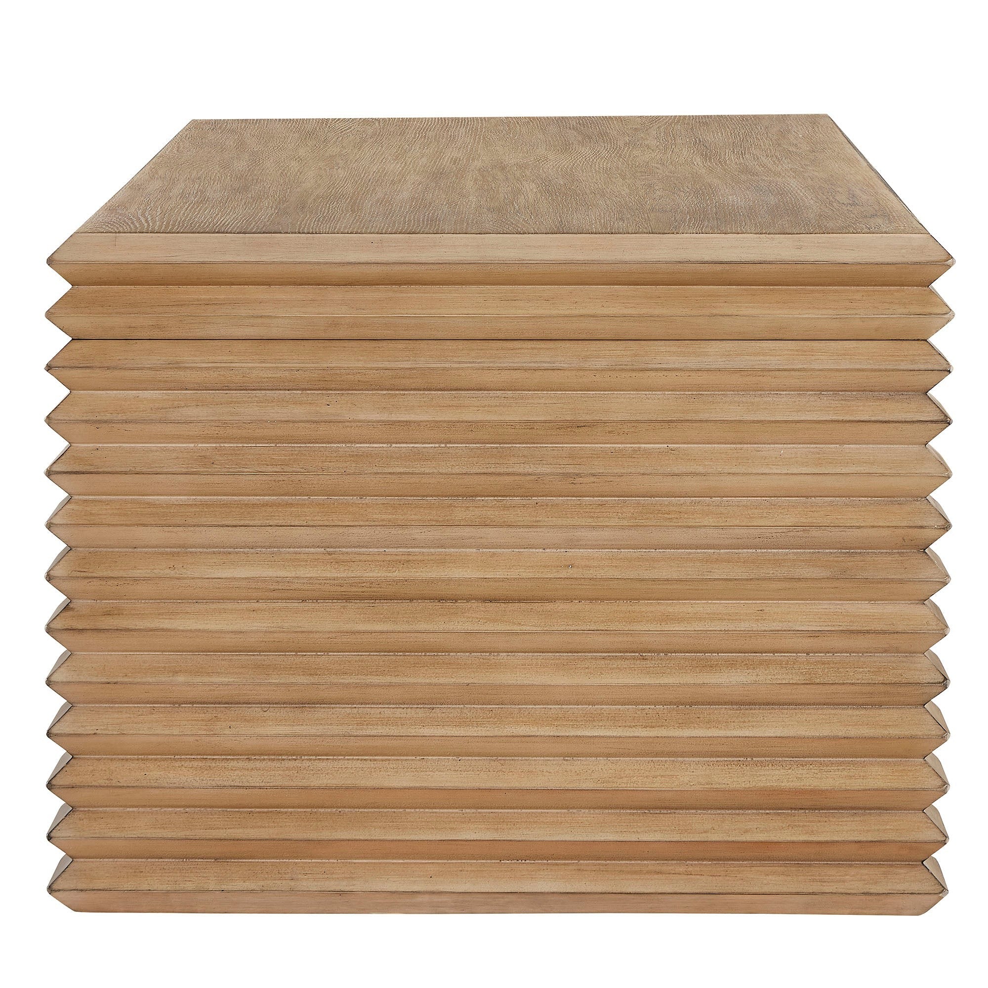 Canto Rectangular Stacked Design Coffee Table in Weathered Oak - Image 4