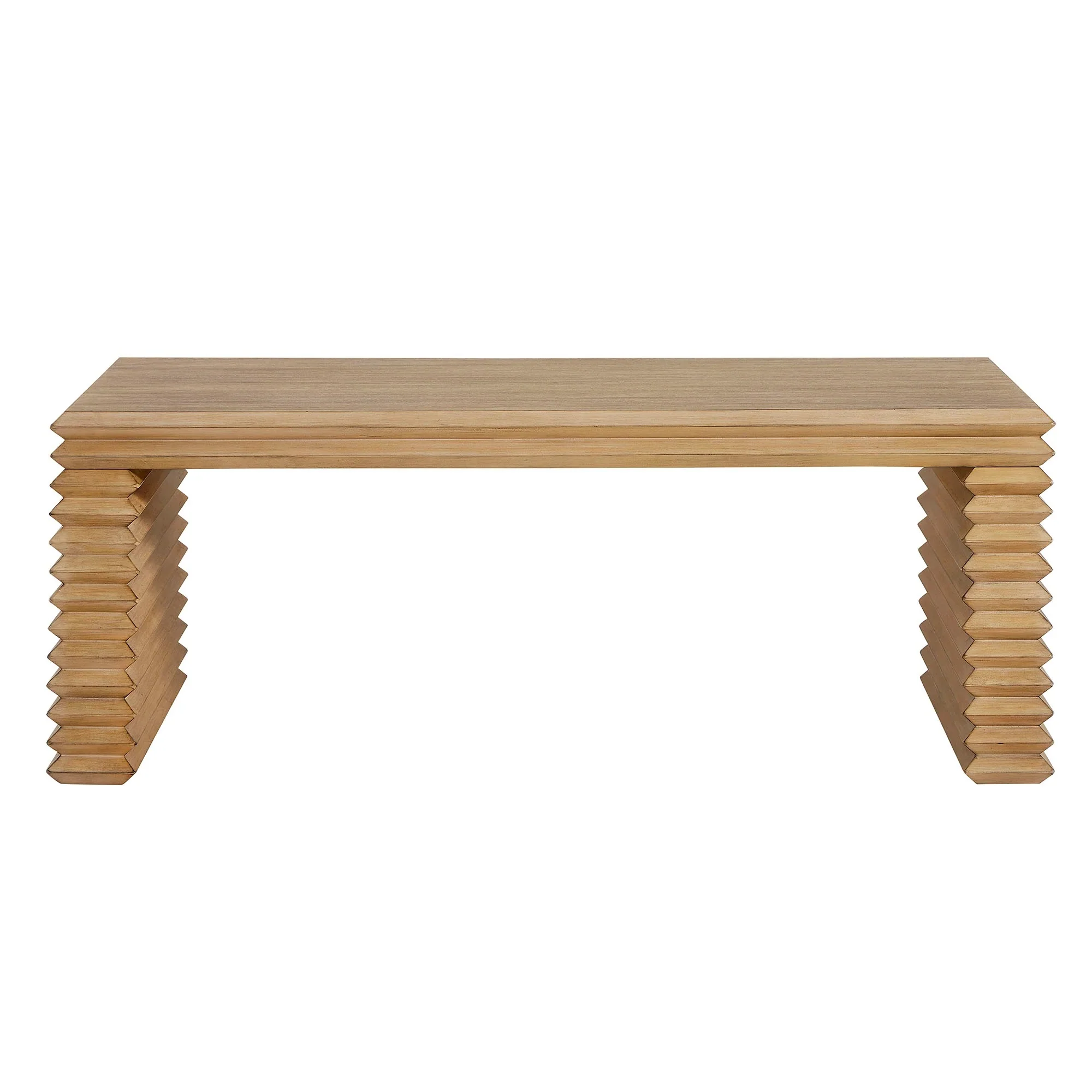 Canto Rectangular Stacked Design Coffee Table in Weathered Oak - Image 5