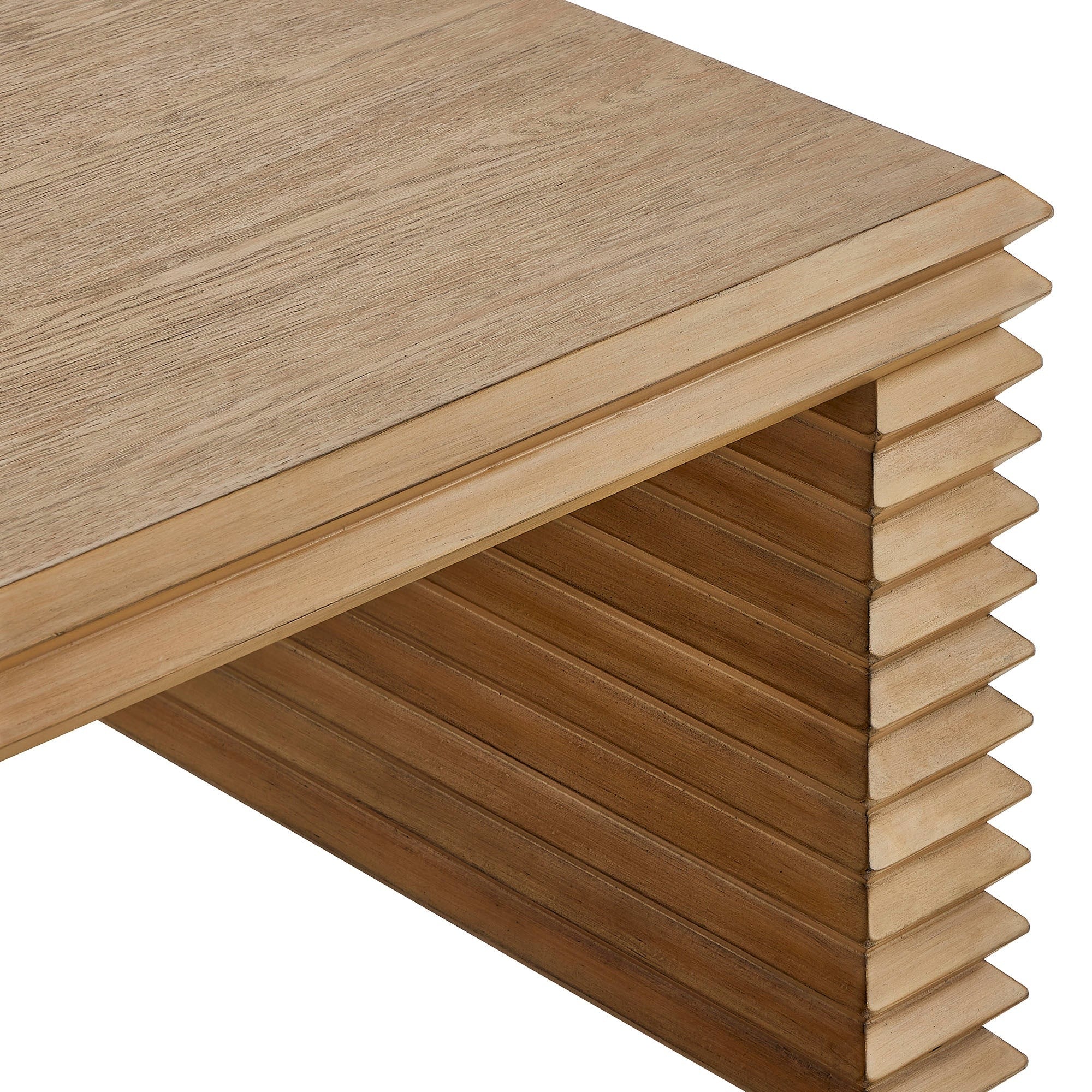 Canto Rectangular Stacked Design Coffee Table in Weathered Oak - Image 6