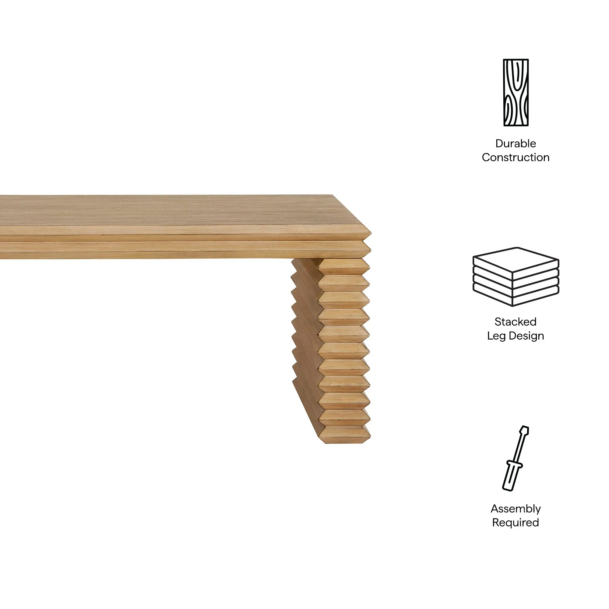 Canto Rectangular Stacked Design Coffee Table in Weathered Oak - Image 7