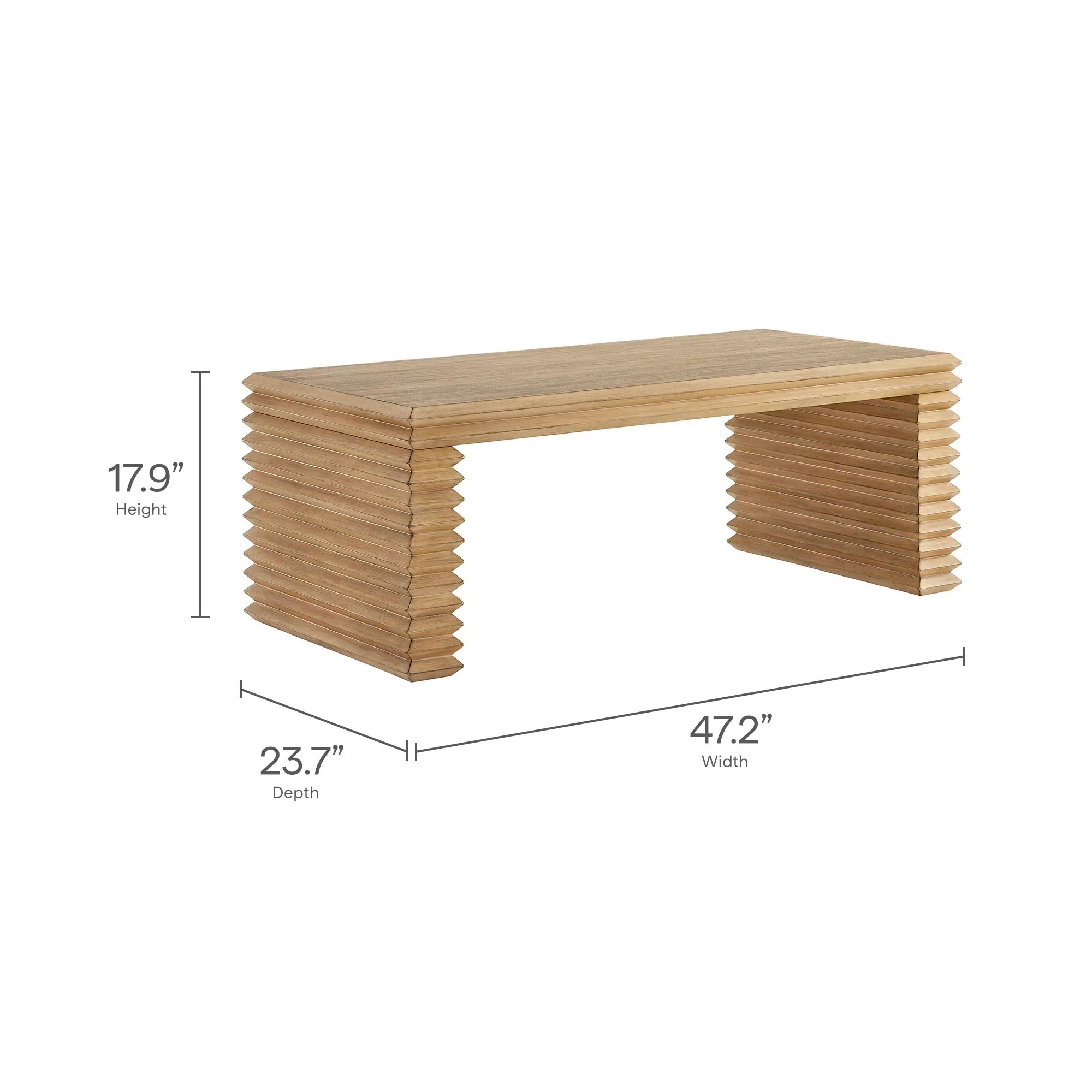 Canto Rectangular Stacked Design Coffee Table in Weathered Oak - Image 8