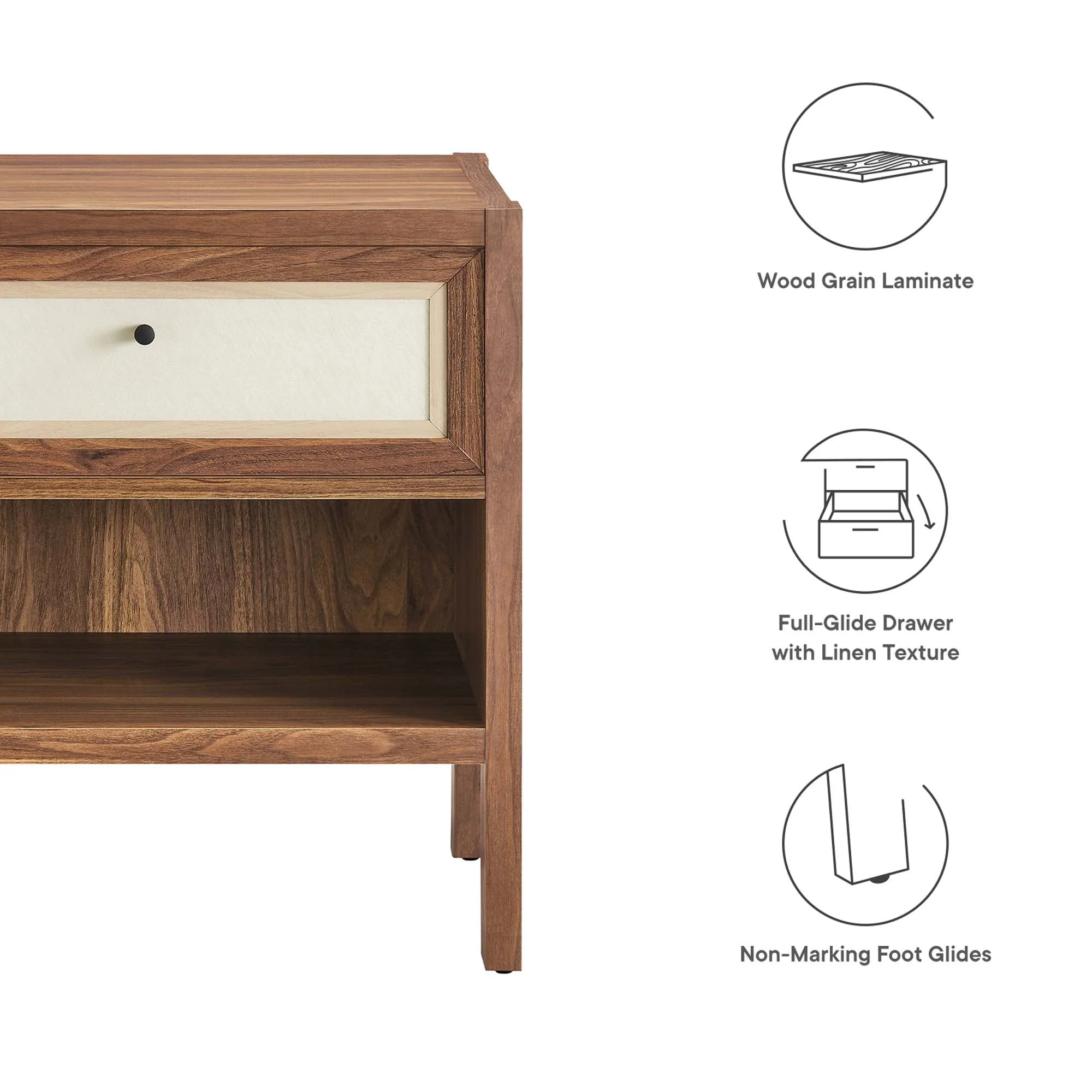 Capri Wood Grain Nightstand in Walnut - Image 8