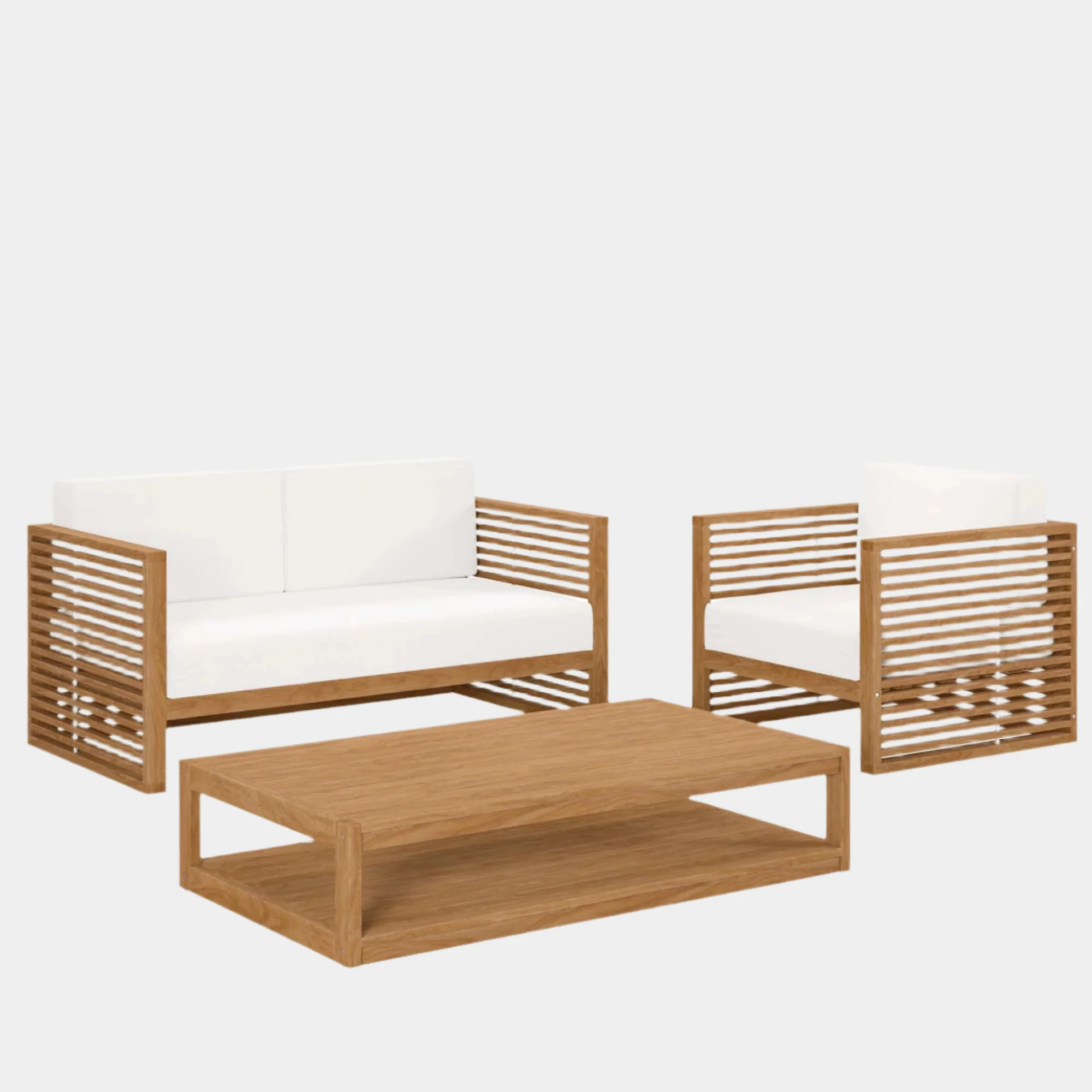 Carlsbad 3-Piece Teak Wood Outdoor Patio Set - Image 29