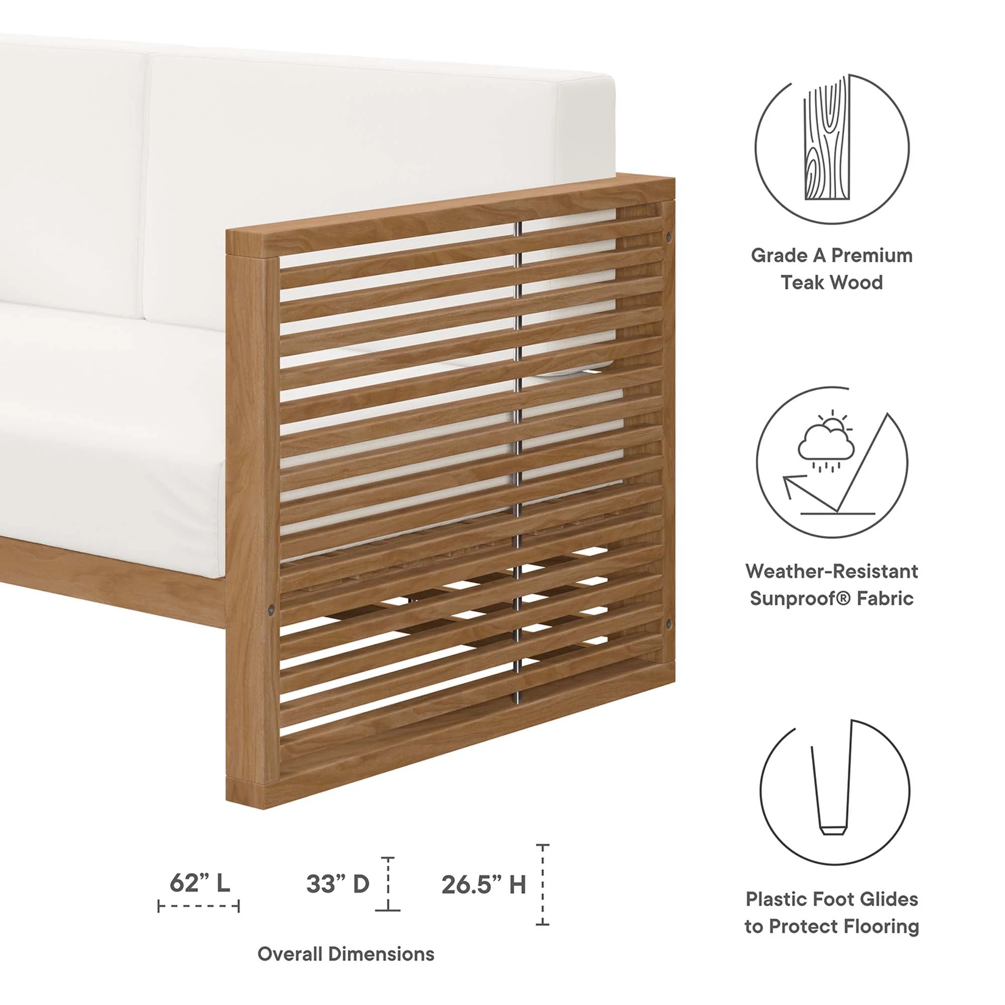 Carlsbad 3-Piece Teak Wood Outdoor Patio Set - Image 41