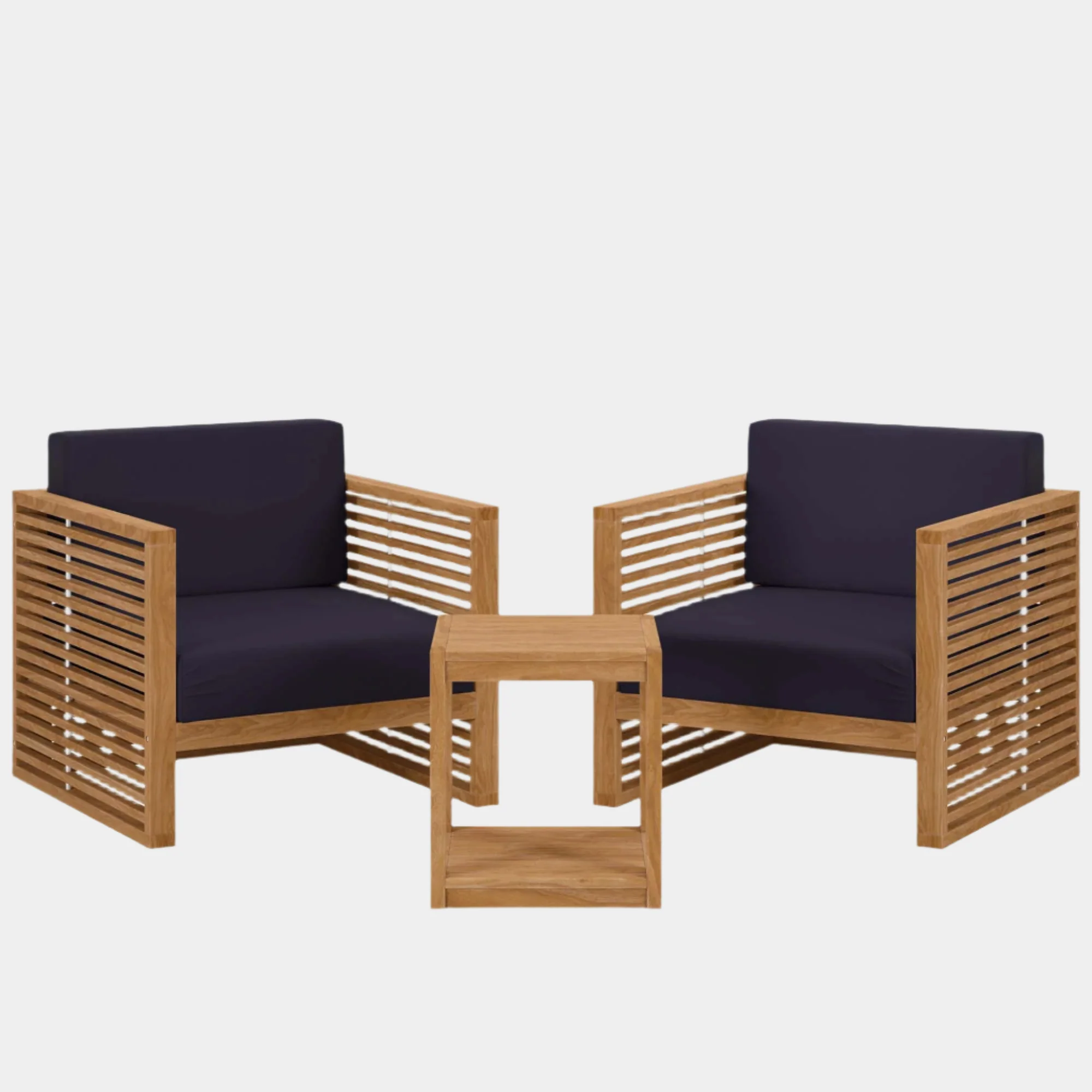 Carlsbad 3-Piece Teak Wood Outdoor Patio Set - Image 13