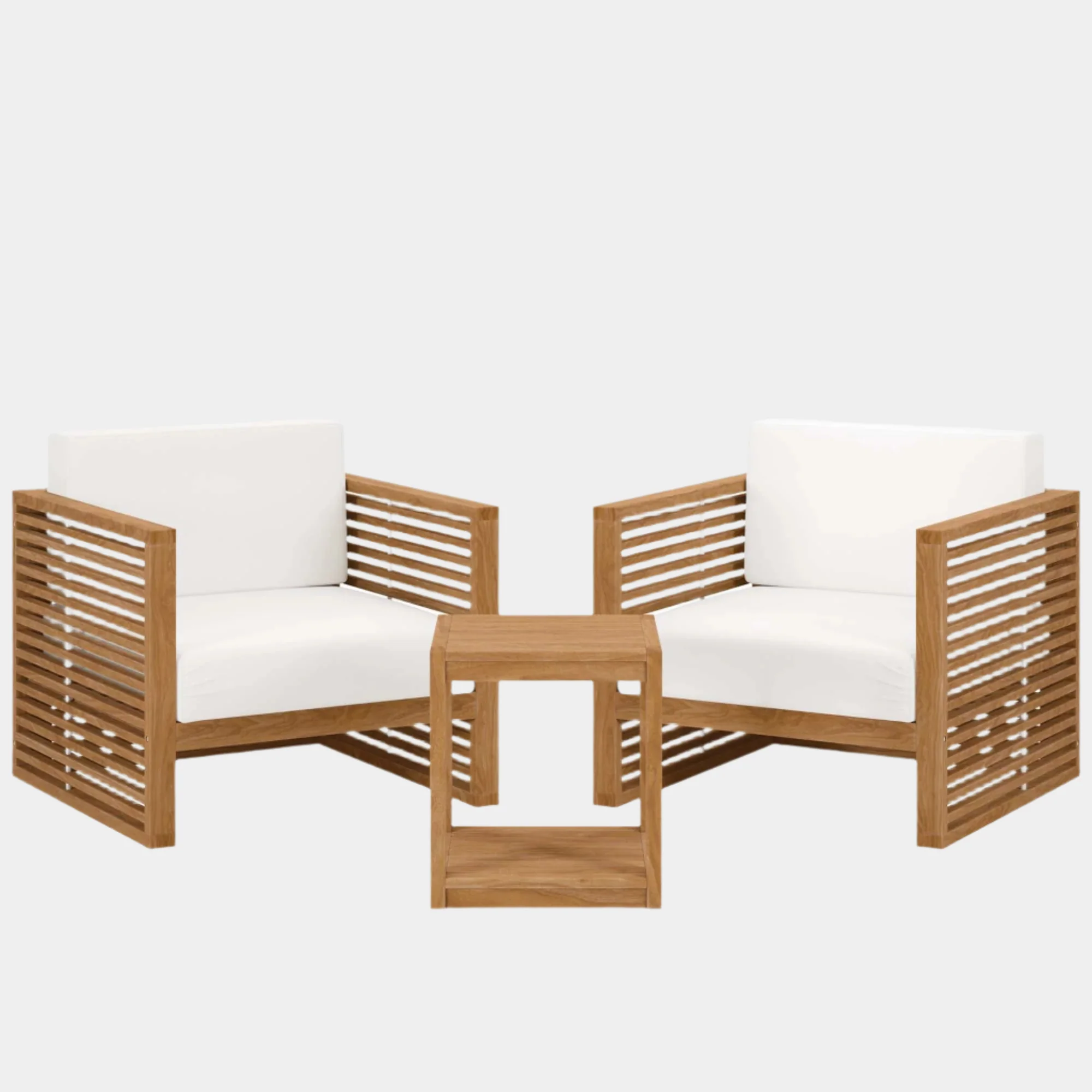 Carlsbad 3-Piece Teak Wood Outdoor Patio Set - Image 25
