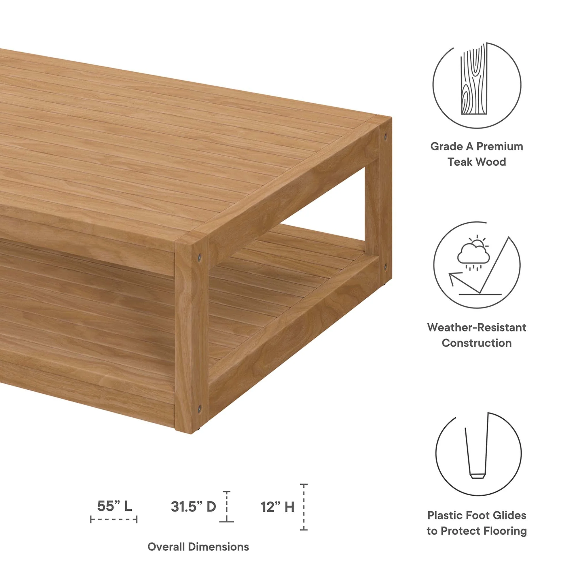 Carlsbad 6-Piece Teak Wood Outdoor Patio Set - Image 16