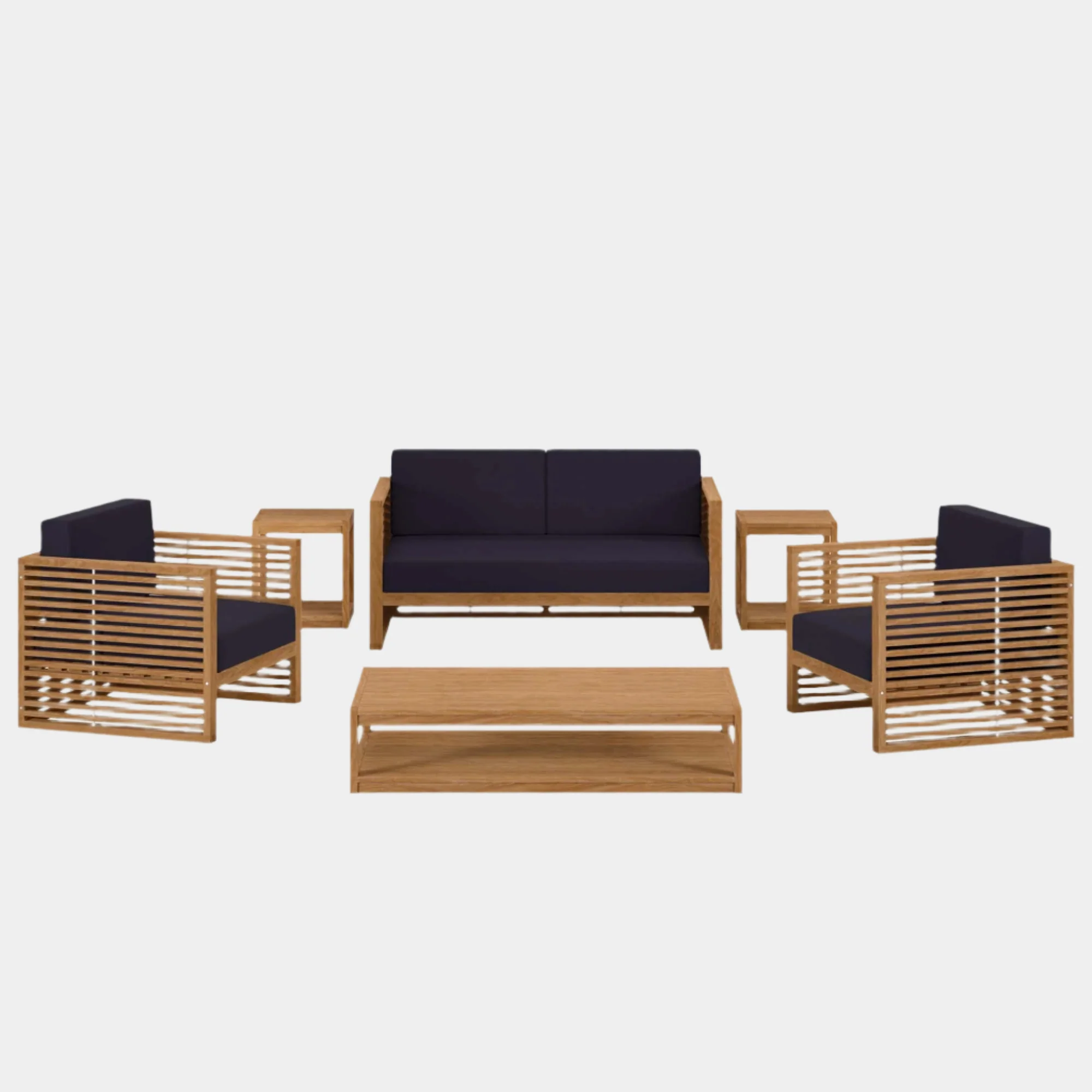 Carlsbad 6-Piece Teak Wood Outdoor Patio Set - Image 18