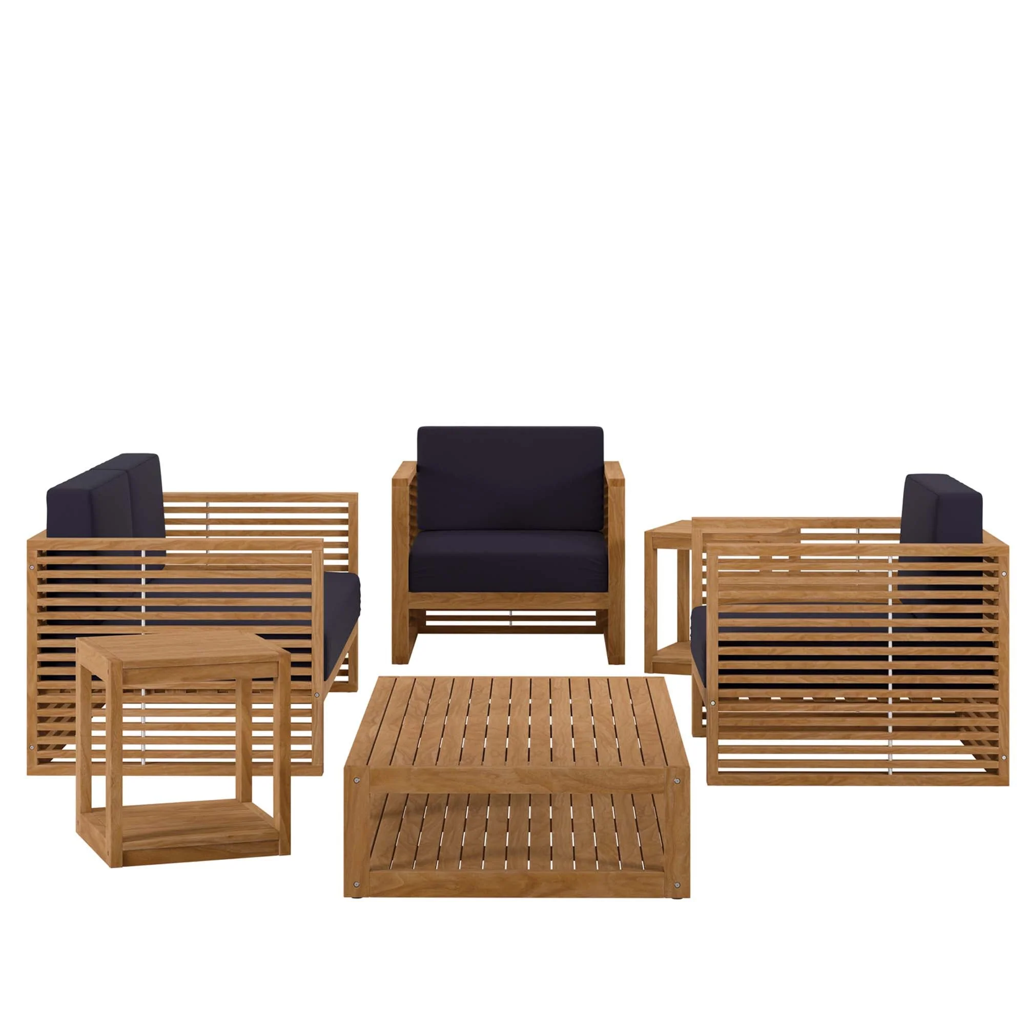 Carlsbad 6-Piece Teak Wood Outdoor Patio Set - Image 20