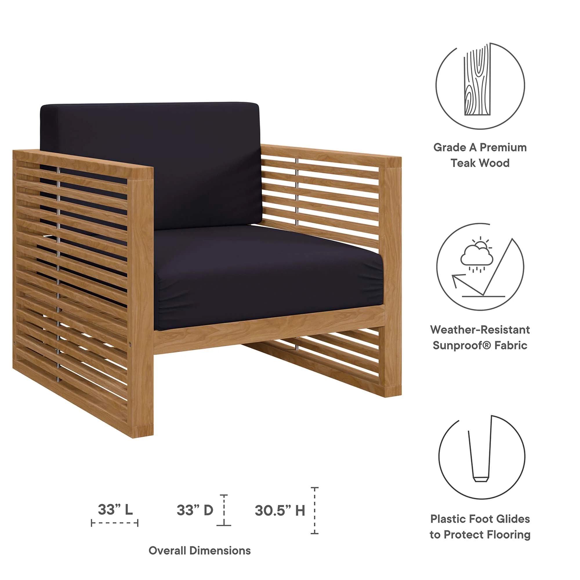 Carlsbad 6-Piece Teak Wood Outdoor Patio Set - Image 32