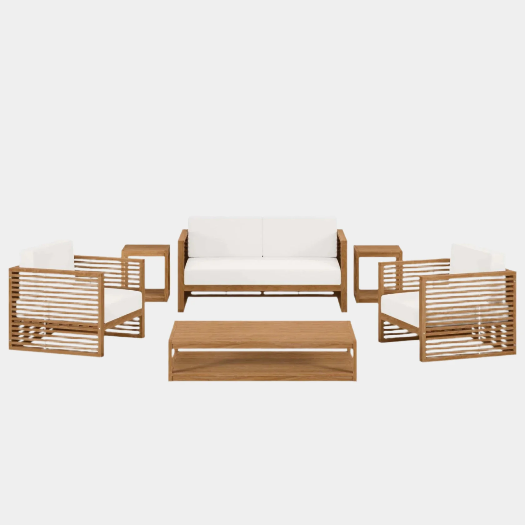 Carlsbad 6-Piece Teak Wood Outdoor Patio Set - Image 35